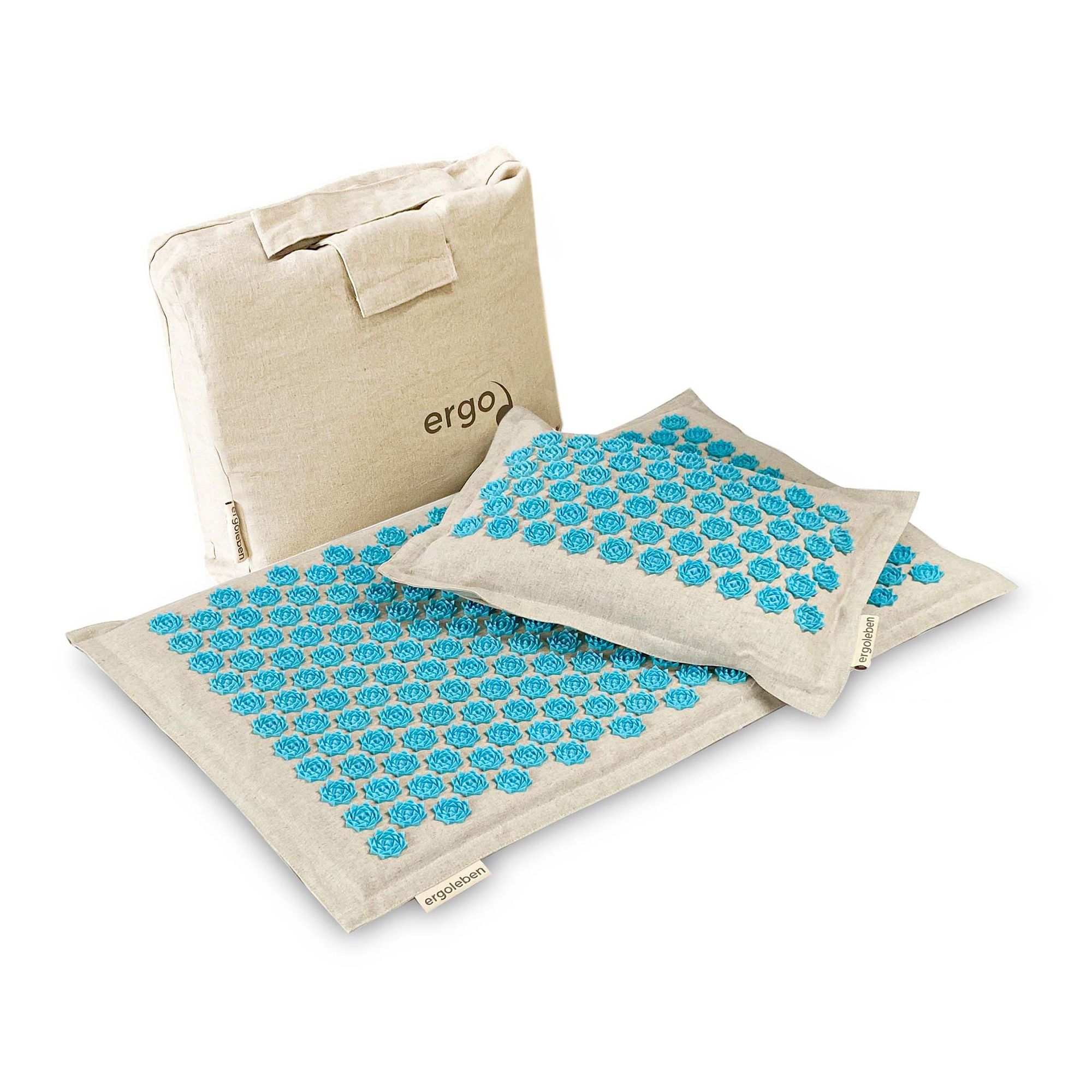 ERGOLEBEN Akupressurmatte inkl. Kissen & Tasche m. Kokosnussfaser gefüllt