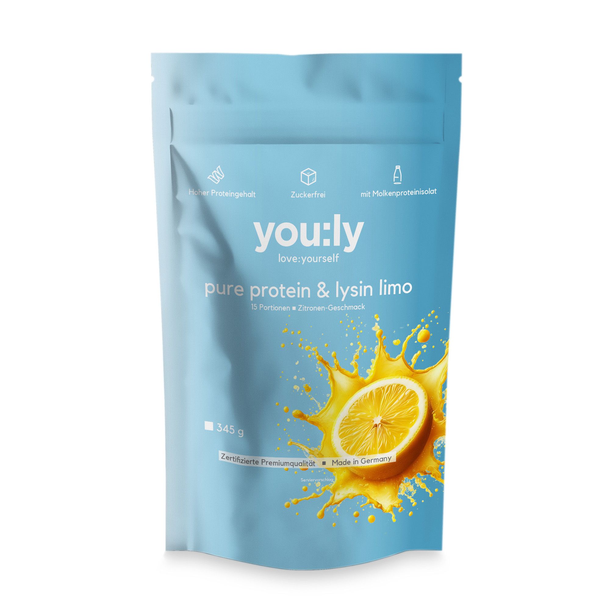 you:ly Pure Protein & Lysin Limo, 345g für 15 Portionen
