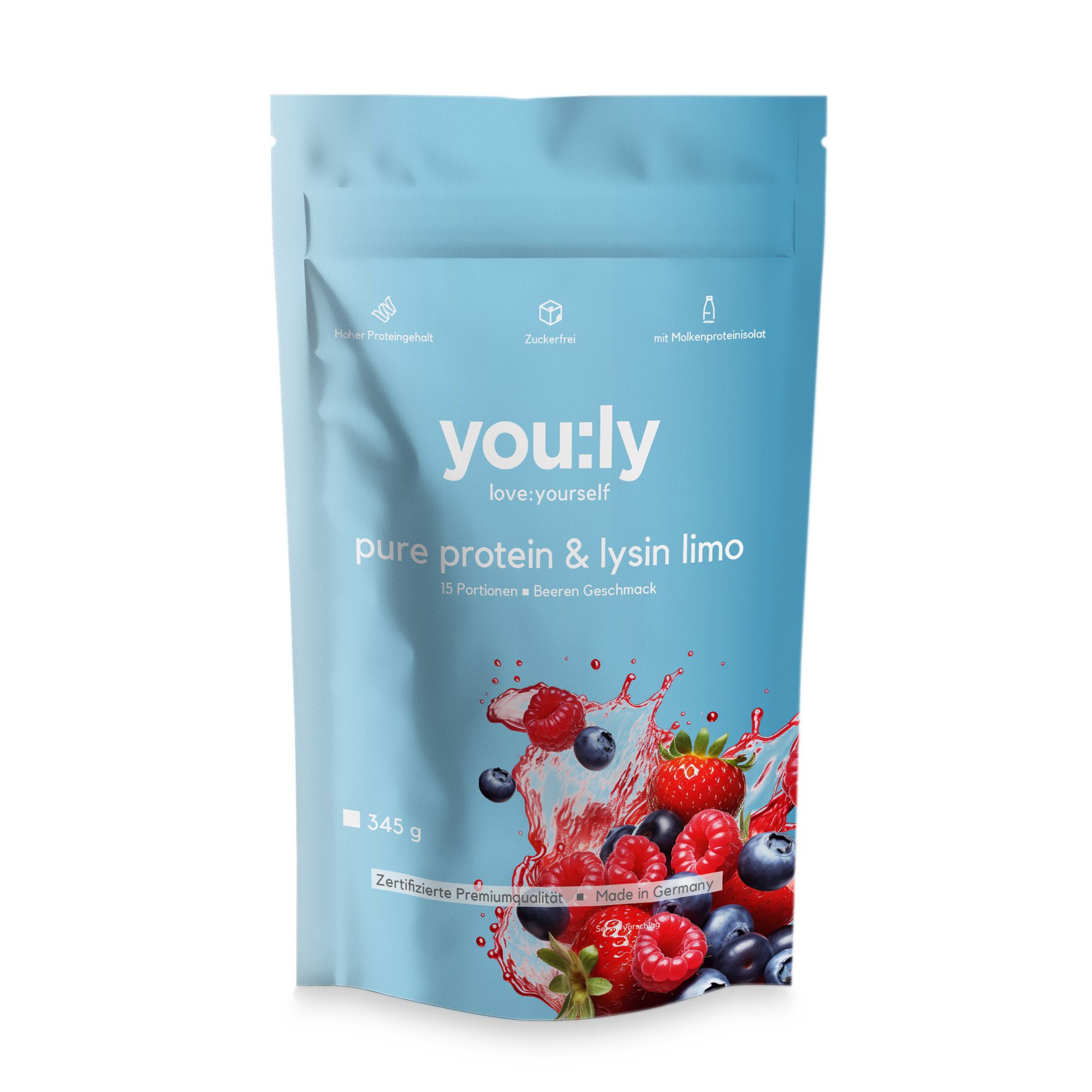 you:ly Pure Protein & Lysin Limo, 345g für 15 Portionen