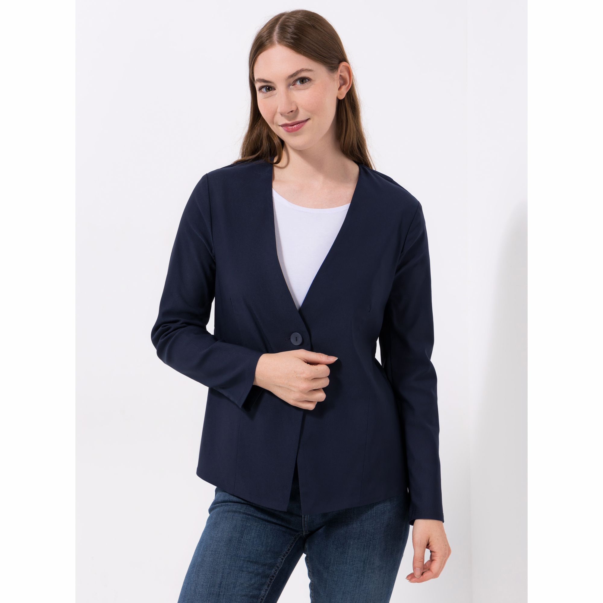 KIM & CO. Blazer, Langarm Stretch Bengaline 1 Knopf-Verschluss figurumspielend