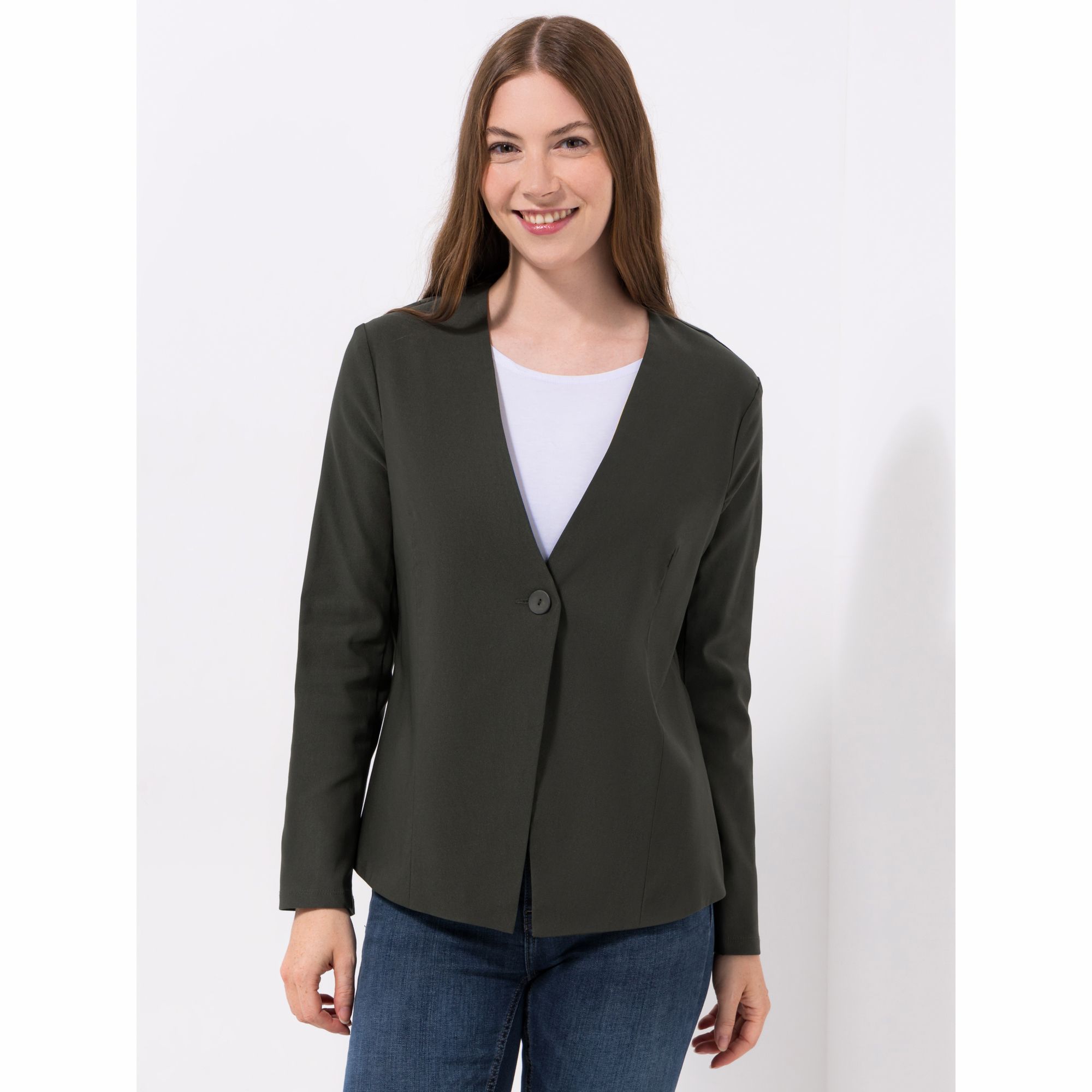 KIM & CO. Blazer, Langarm Stretch Bengaline 1 Knopf-Verschluss figurumspielend