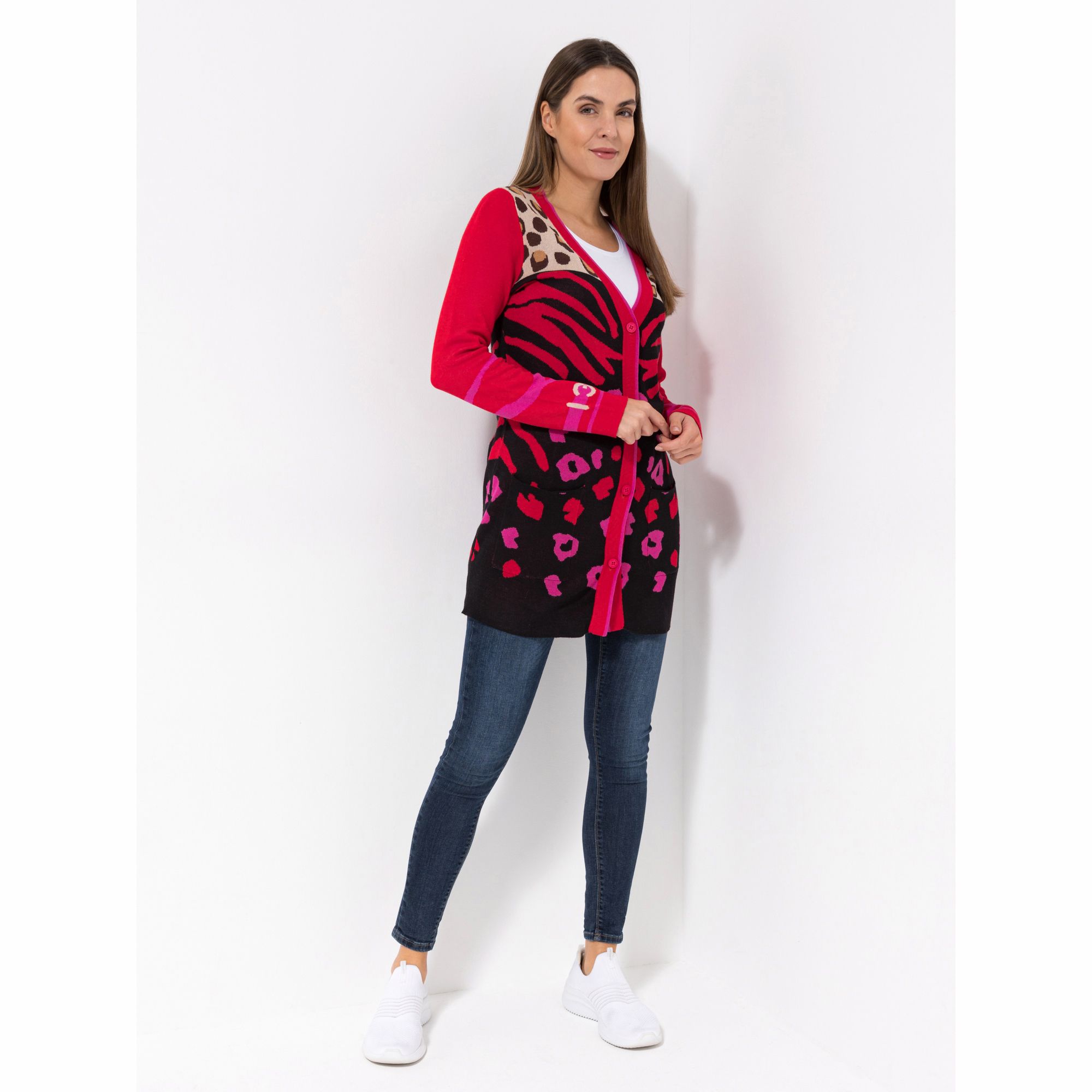 ICONIC by Marina Hoermanseder Longcardigan, 1/1 Arm V-Ausschnitt figurumspielend