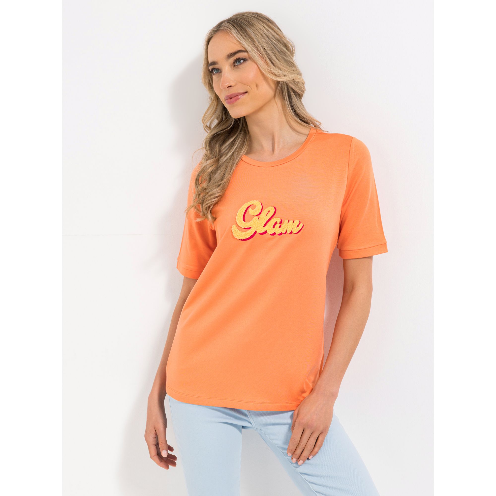 STRANDFEIN T-Shirt, 1/2-Arm Rundhalsausschnitt mit ECOVERO Viskose figurumspielend