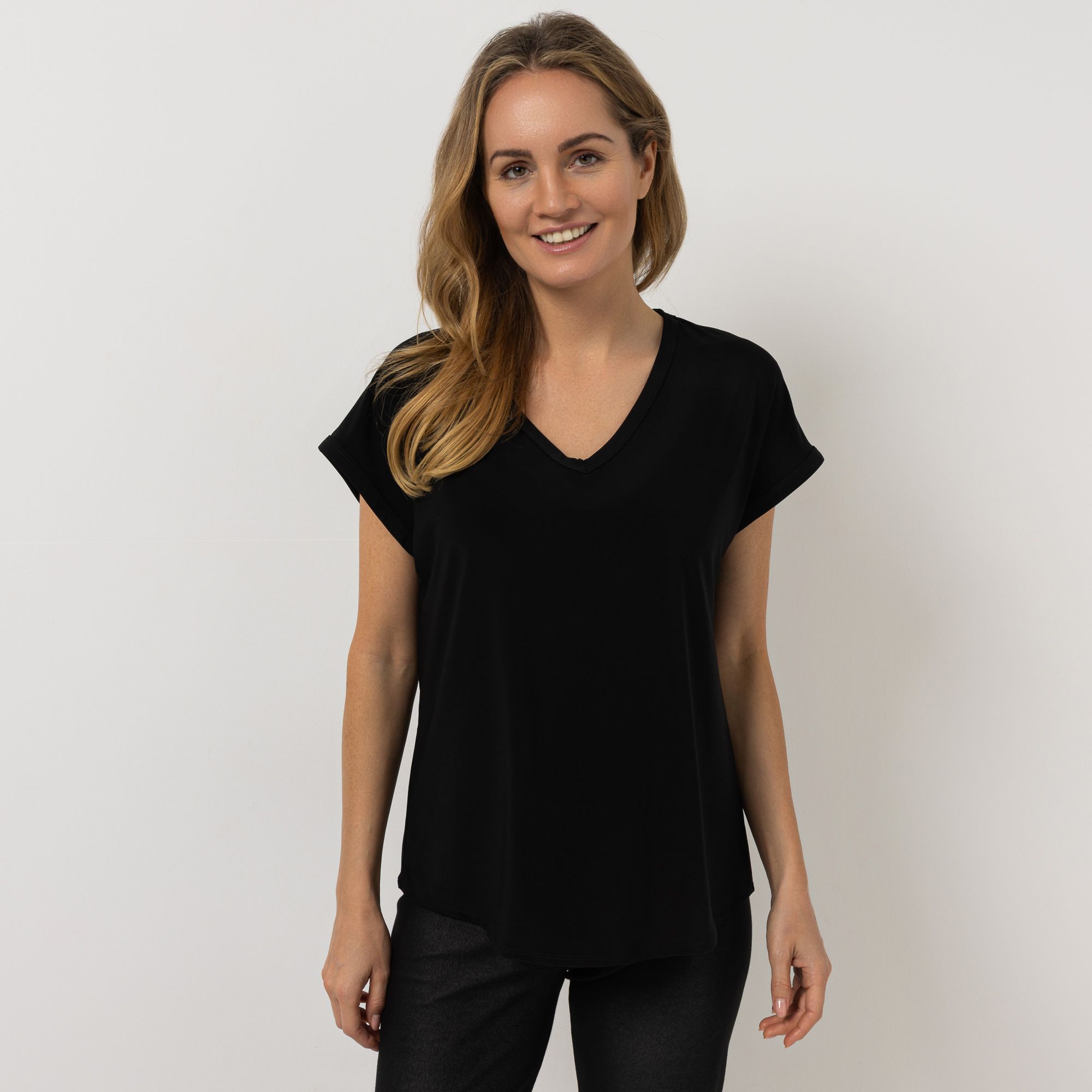 KIM & CO. Shirt Brazil Knit Jersey V-Ausschnitt leger weit