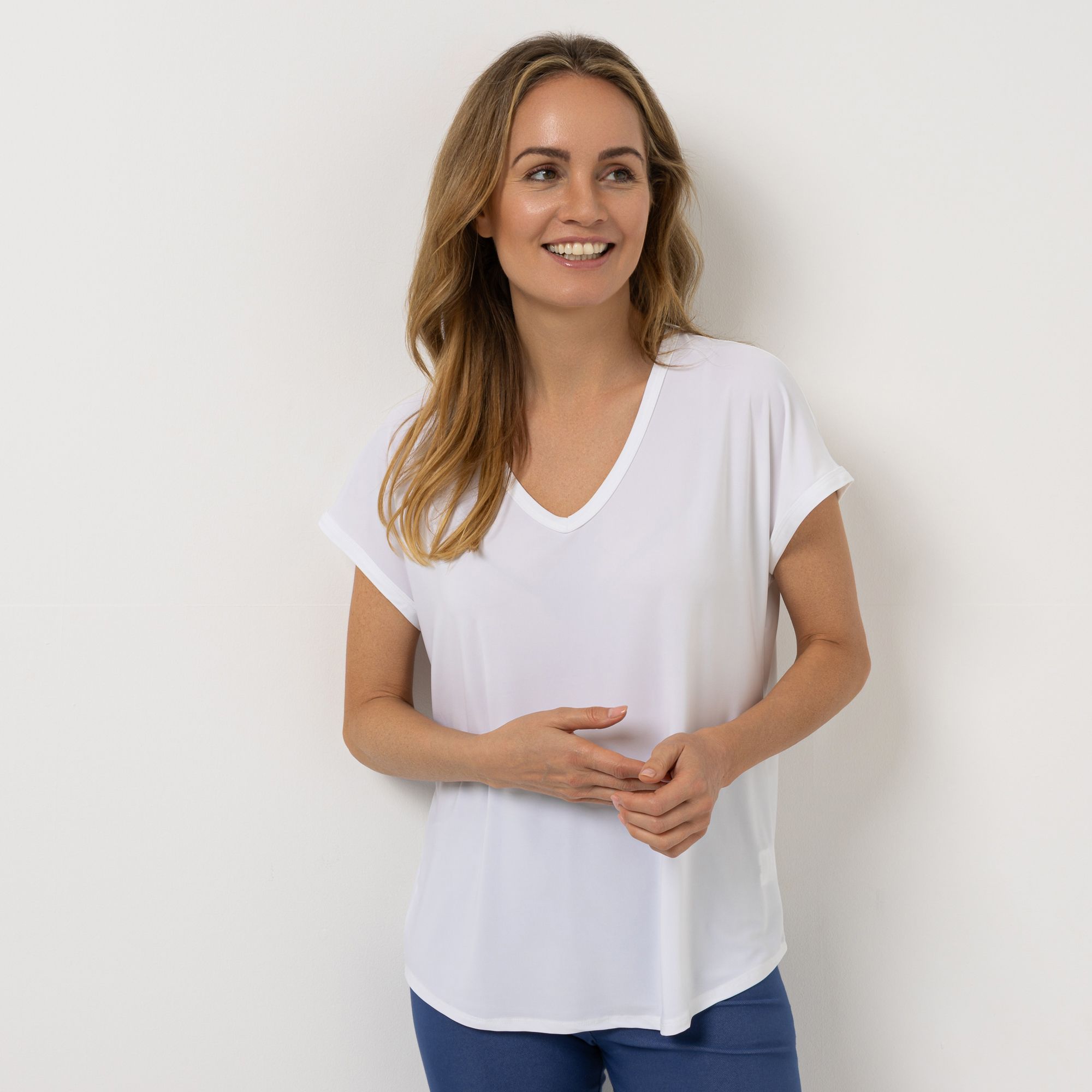 KIM & CO. Shirt Brazil Knit Jersey V-Ausschnitt leger weit