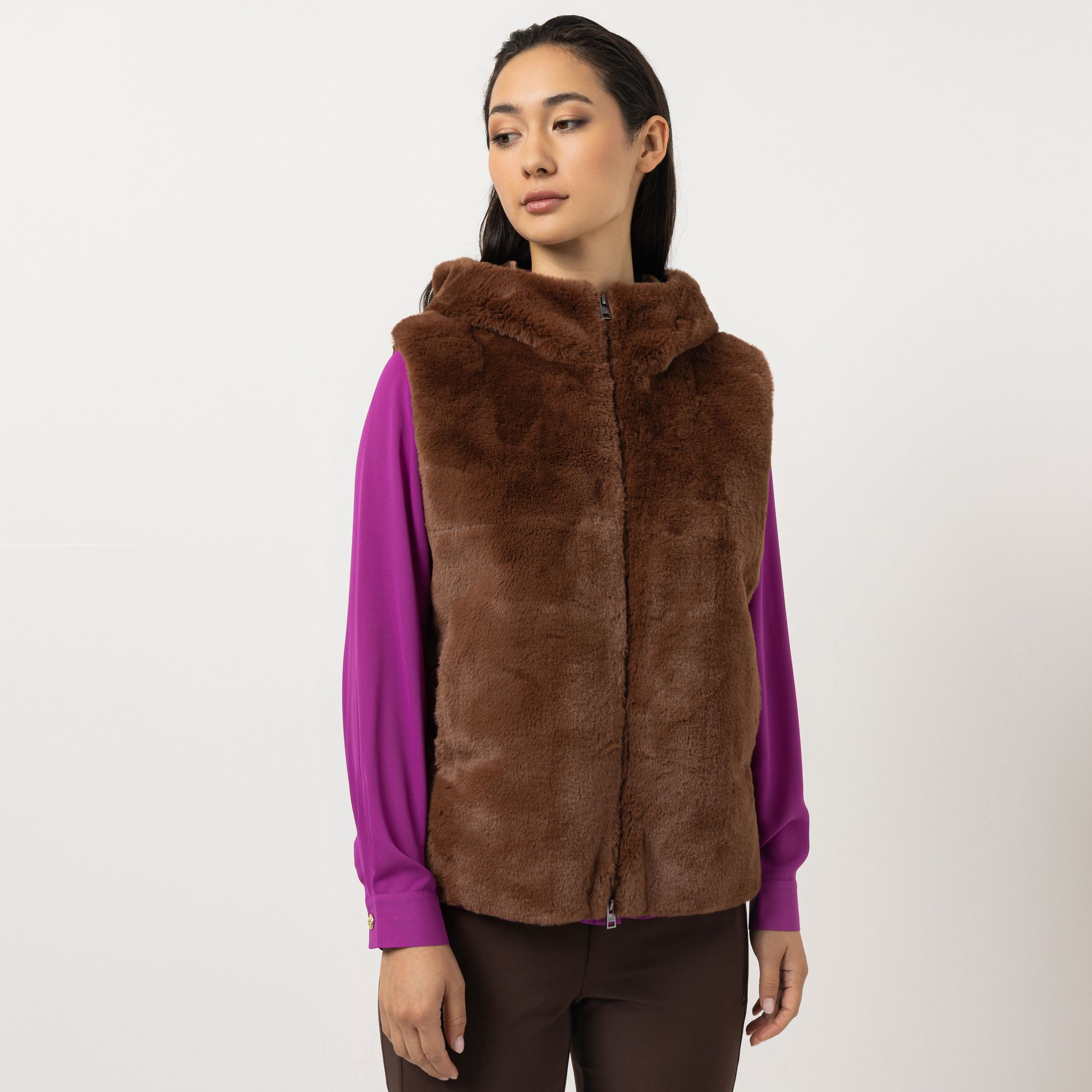 STEFFEN SCHRAUT Webpelz-Weste gestepptes Rückenteil vordere Nahttaschen figurumspielend