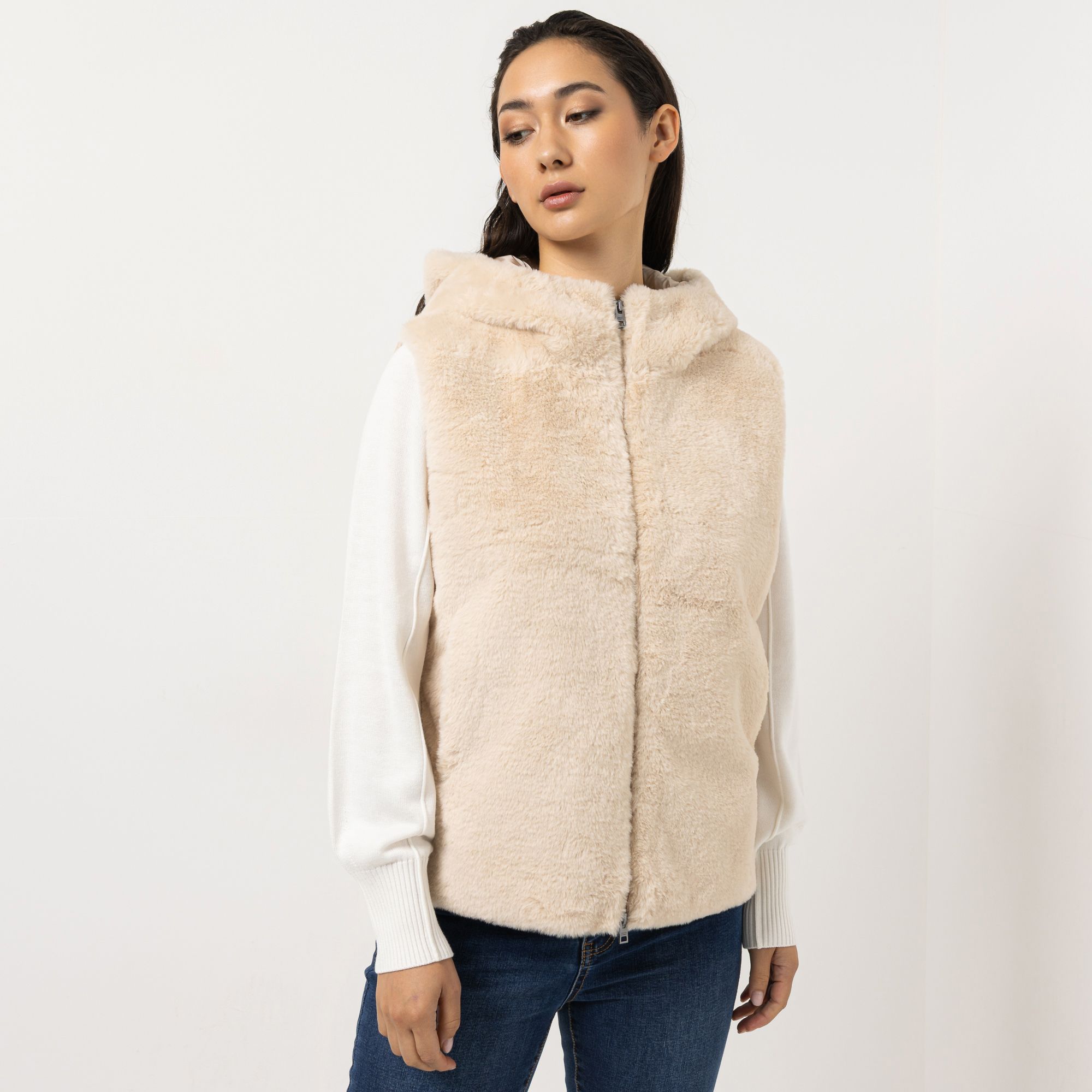 STEFFEN SCHRAUT Webpelz-Weste gestepptes Rückenteil vordere Nahttaschen figurumspielend