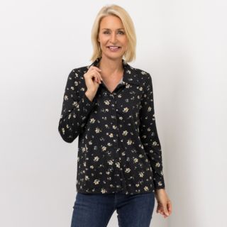 KIM & CO. Blusen-Shirt, Langarm Brazil Knit Jersey Knopfleiste figurumspielend