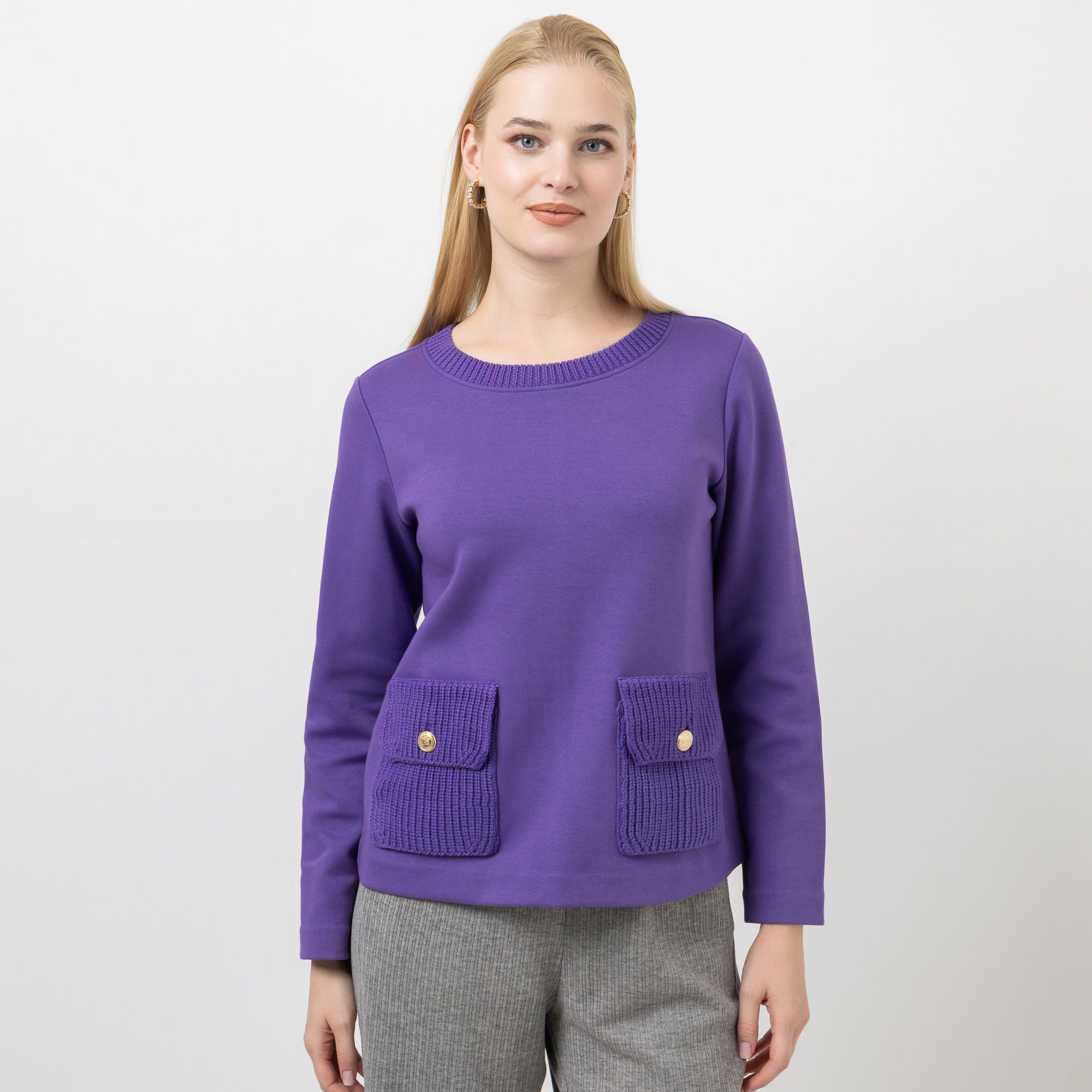 STEFFEN SCHRAUT Sweatshirt, langarm aufgesetzte Taschen Strickdetails figurumspielend
