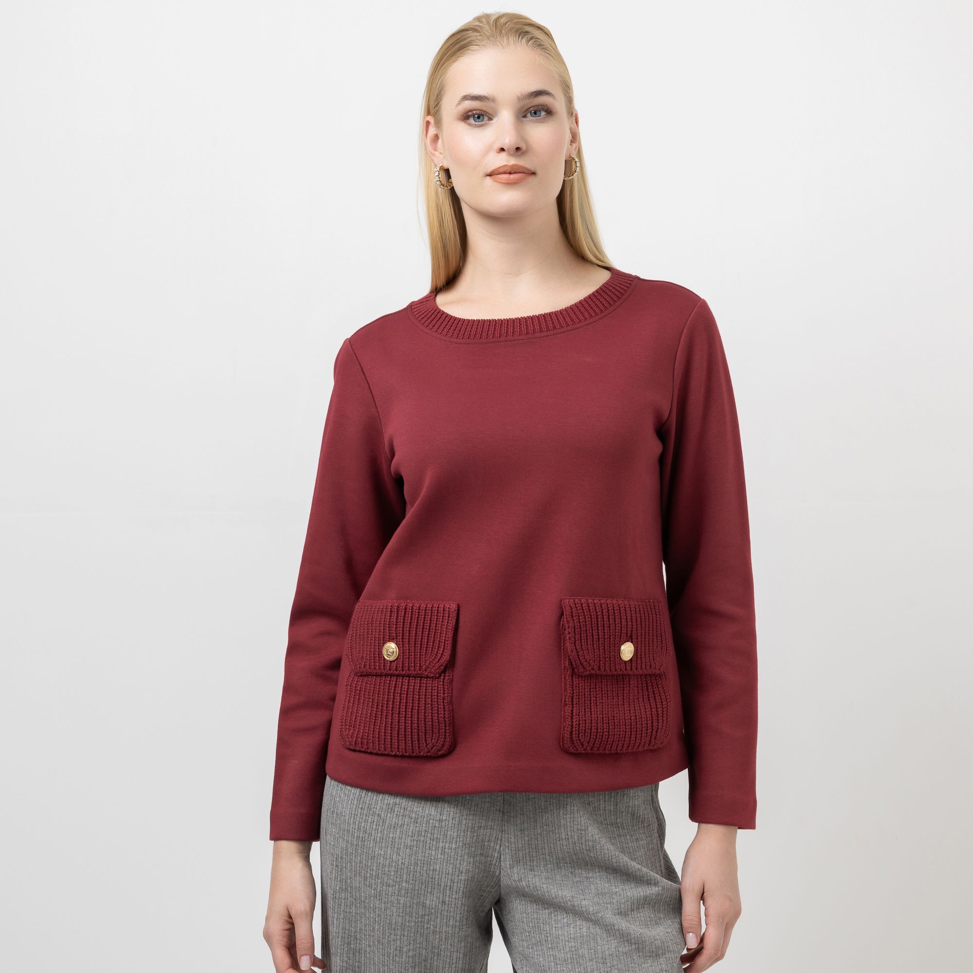 STEFFEN SCHRAUT Sweatshirt, langarm aufgesetzte Taschen Strickdetails figurumspielend