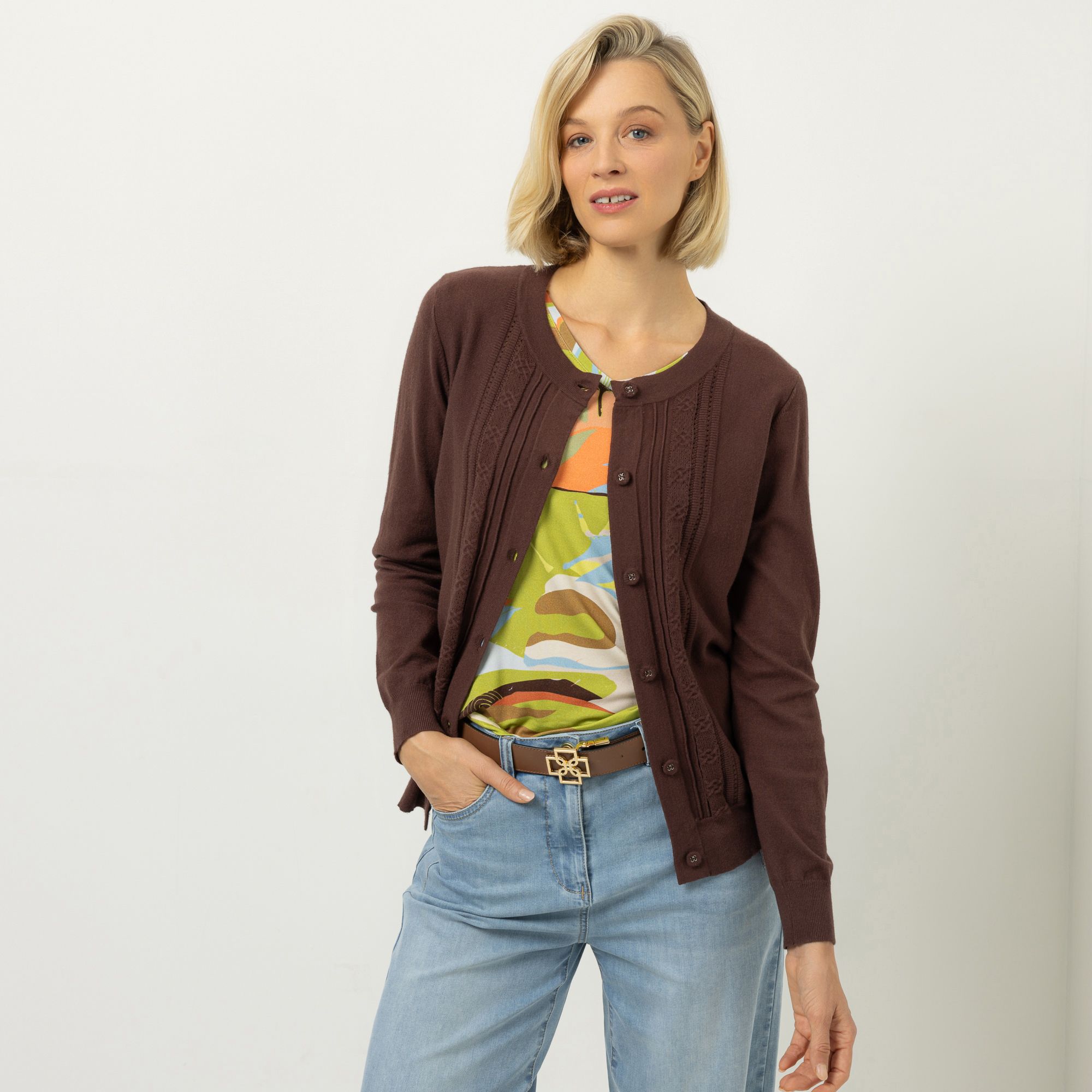 DAWID by Dawid Tomaszewski Cardigan, Langarm Ajour-Details figurumspielend