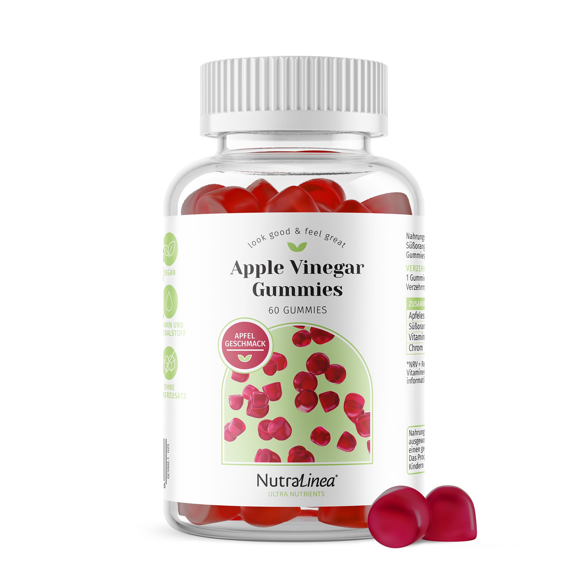 NutraLinea® Apple Vinegar Gums mit Vitamin B6 60 Stück für 60 Tage