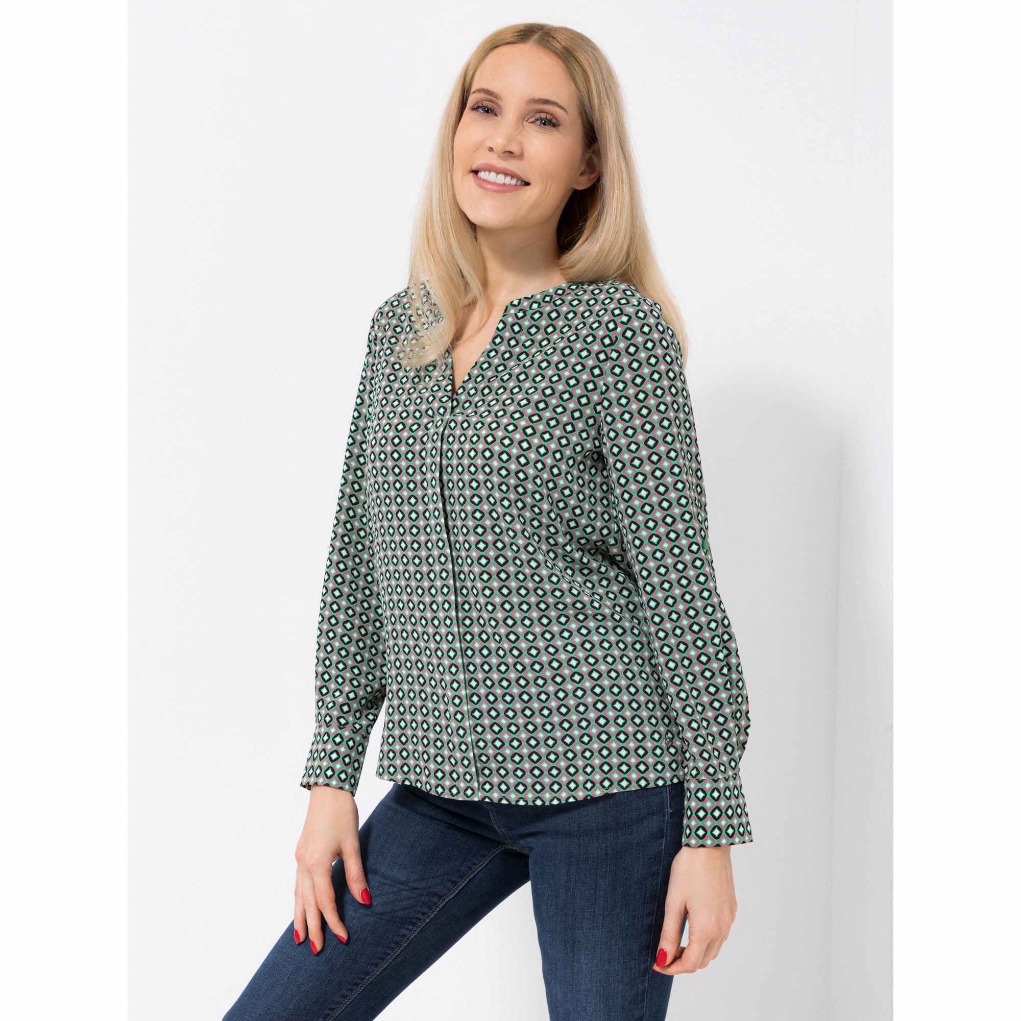 EVA LUTZ Bluse Layla, 1/1-Arm Manschetten Zierfalte figurumspielend