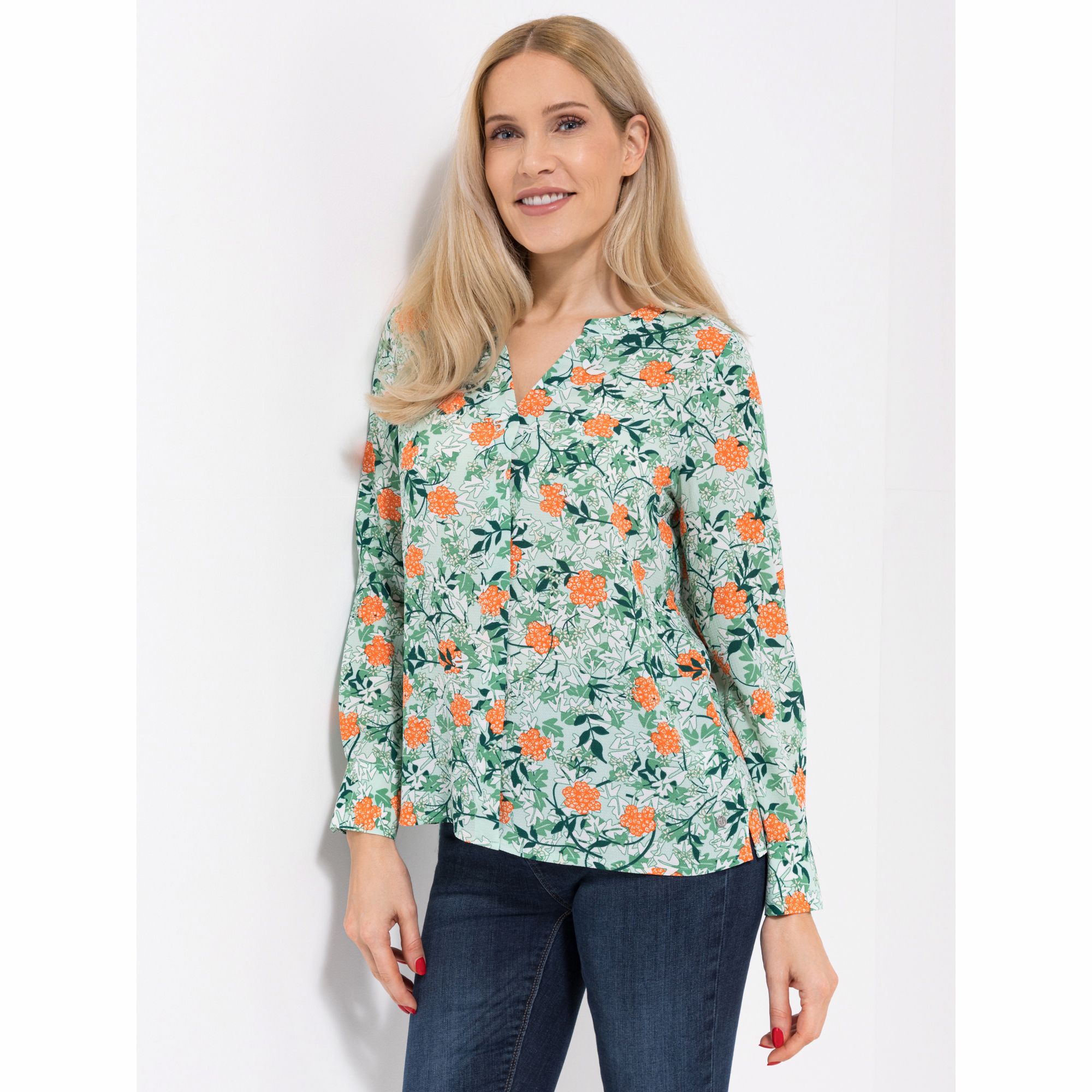 EVA LUTZ Bluse Layla, 1/1-Arm Manschetten Zierfalte figurumspielend