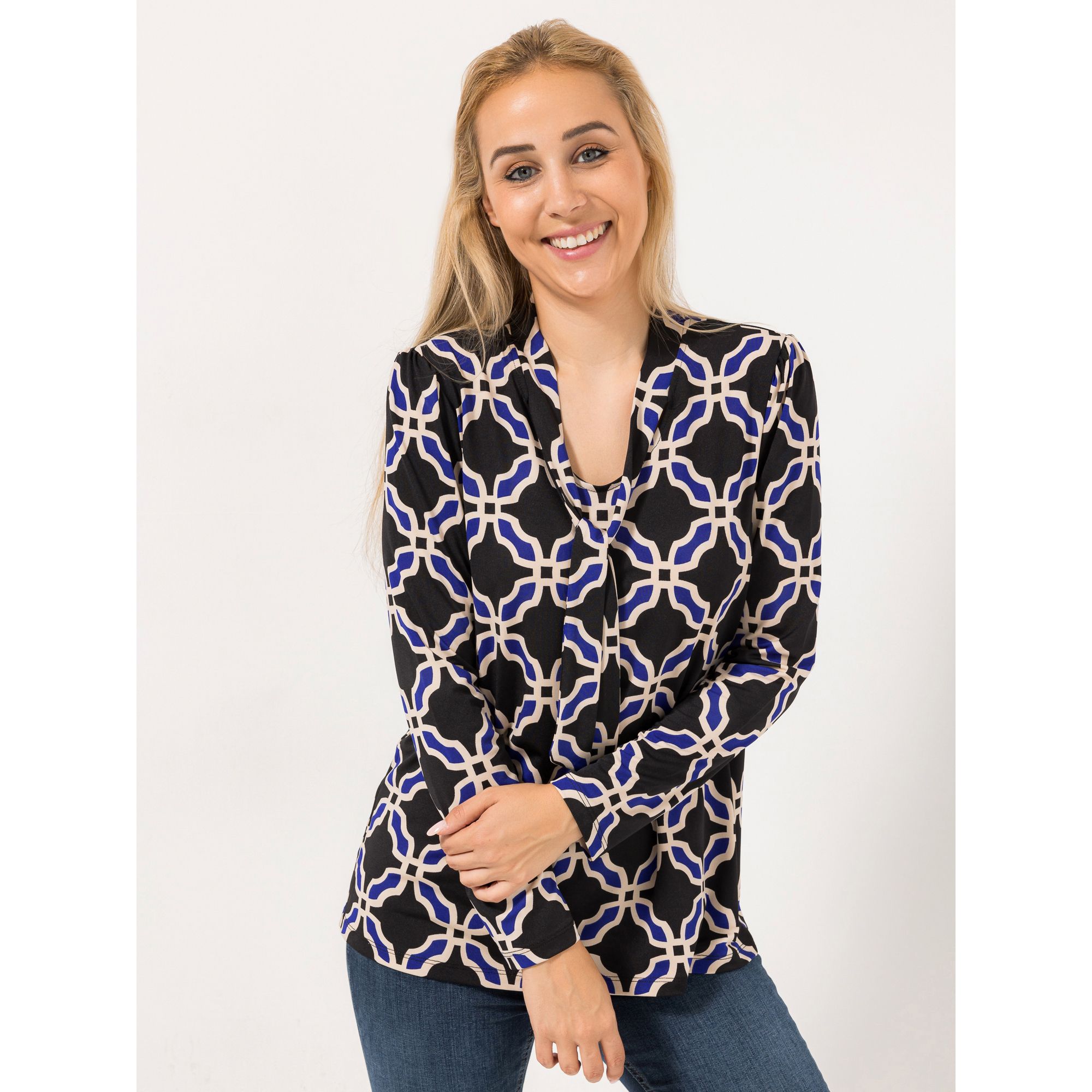 KIM & CO. Shirt, Langarm Brazil Knit Jersey Schleifen-Detail figurumspielend