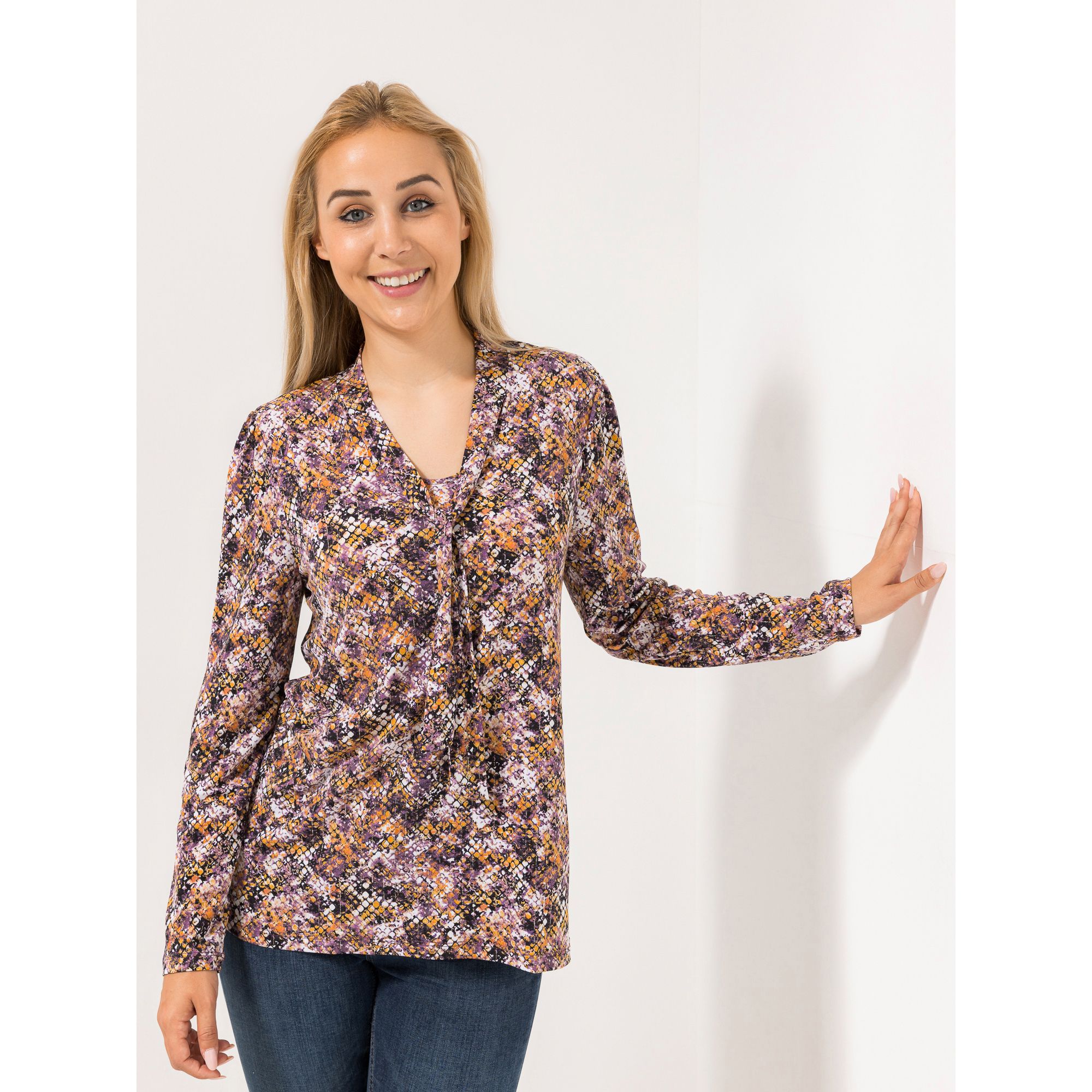 KIM & CO. Shirt, Langarm Brazil Knit Jersey Schleifen-Detail figurumspielend