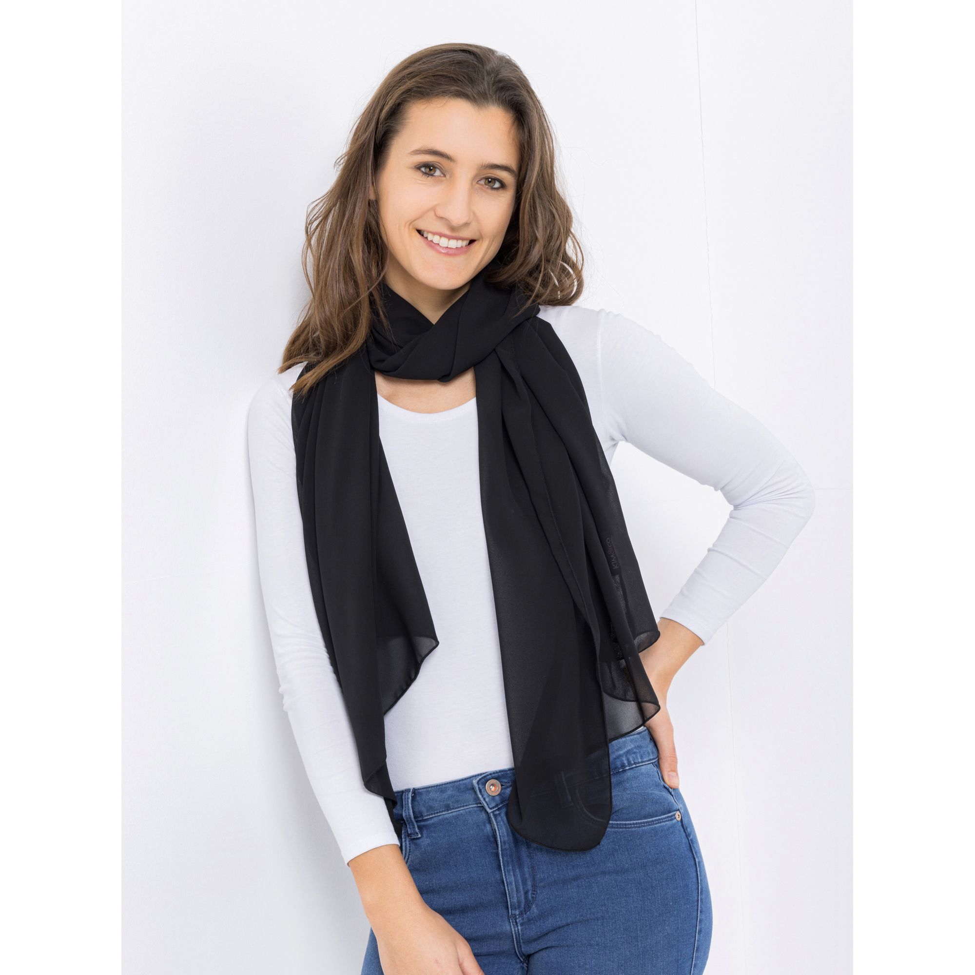 KIM & CO. Chiffon-Schal leicht transparent 178x66cm