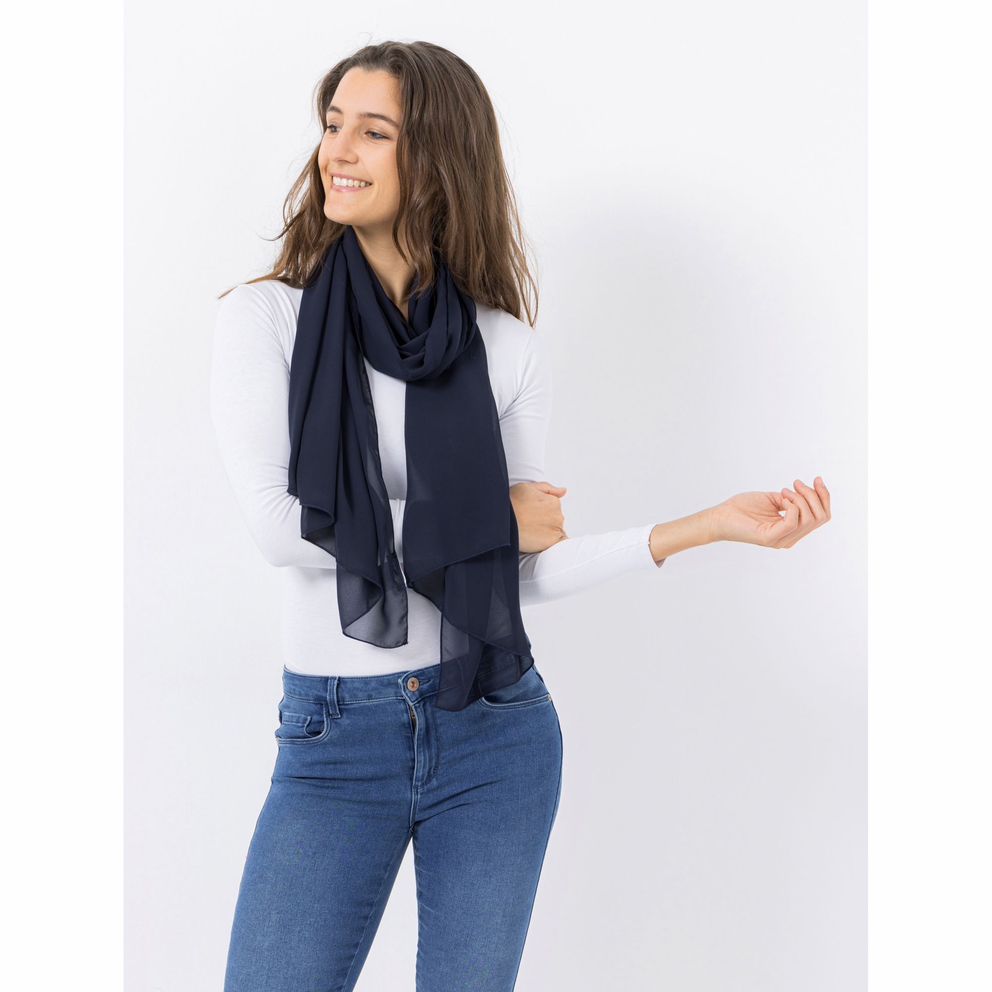 KIM & CO. Chiffon-Schal leicht transparent 178x66cm