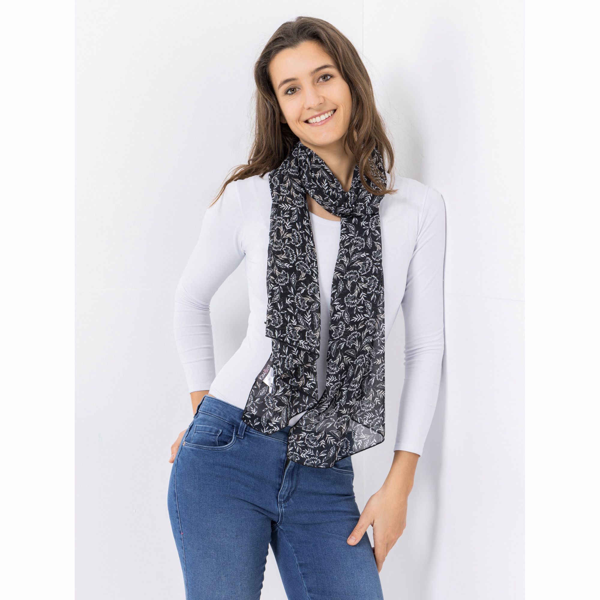 KIM & CO. Chiffon-Schal leicht transparent 178x66cm