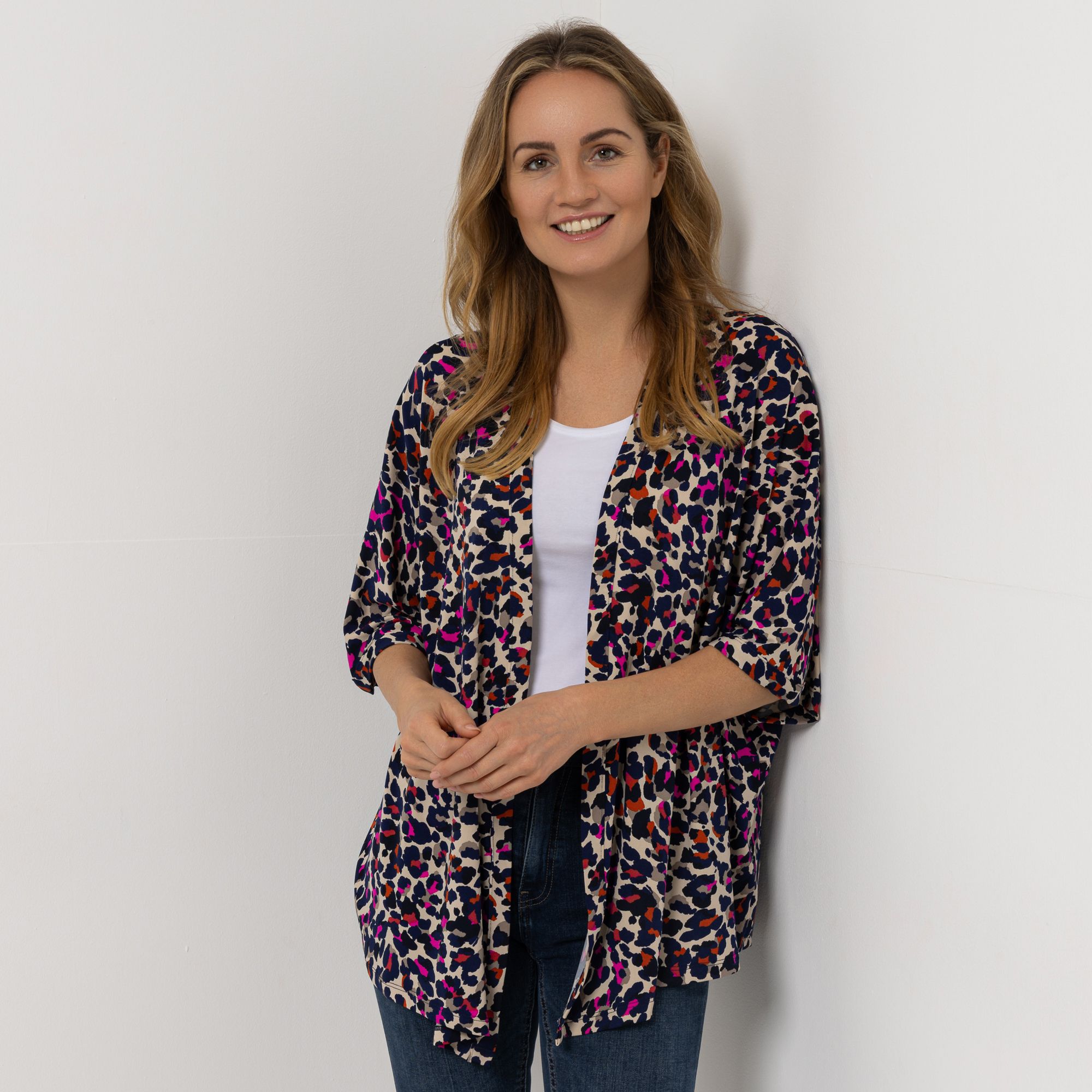 KIM & CO. Cardigan, 3/4-Arm Brazil Knit Jersey Kimono-Stil oversize