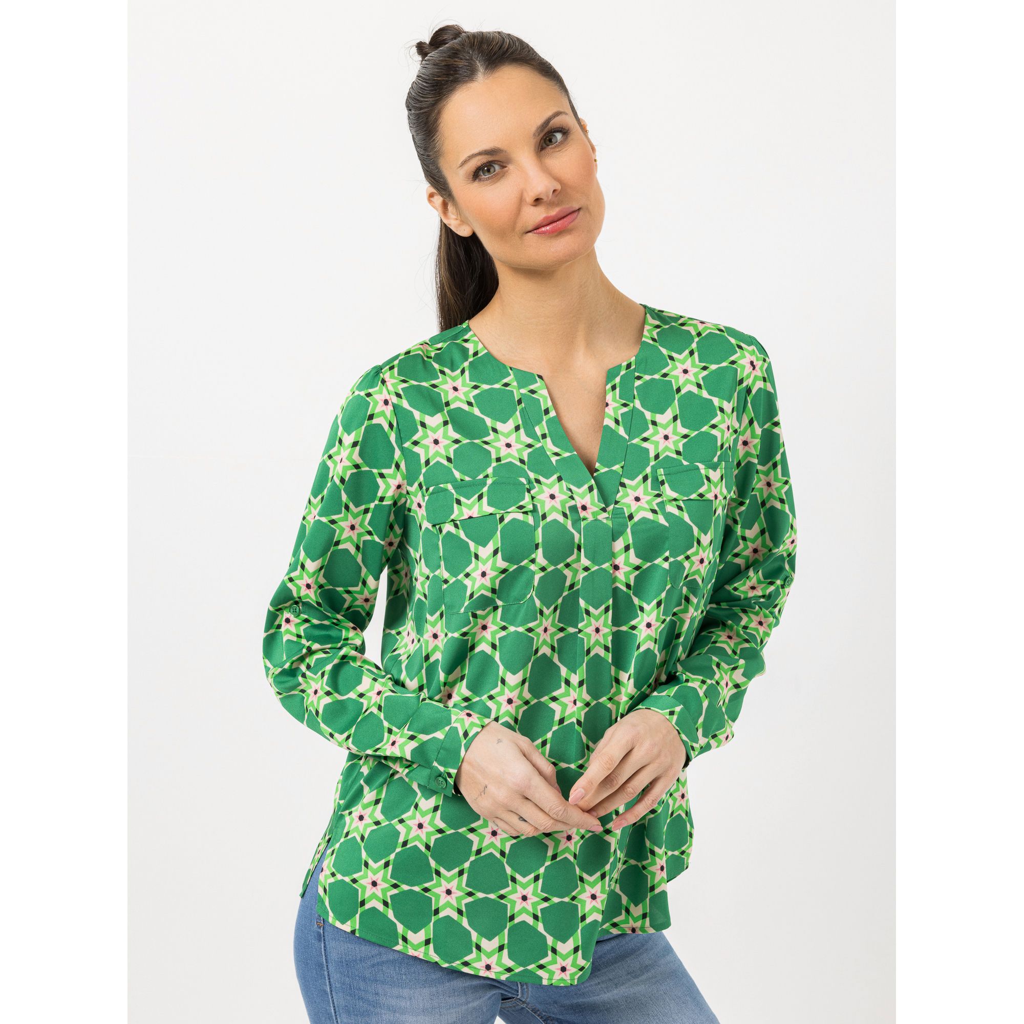 STEFFEN SCHRAUT Bluse Mailand Ärmelriegel Brusttaschen leger weit