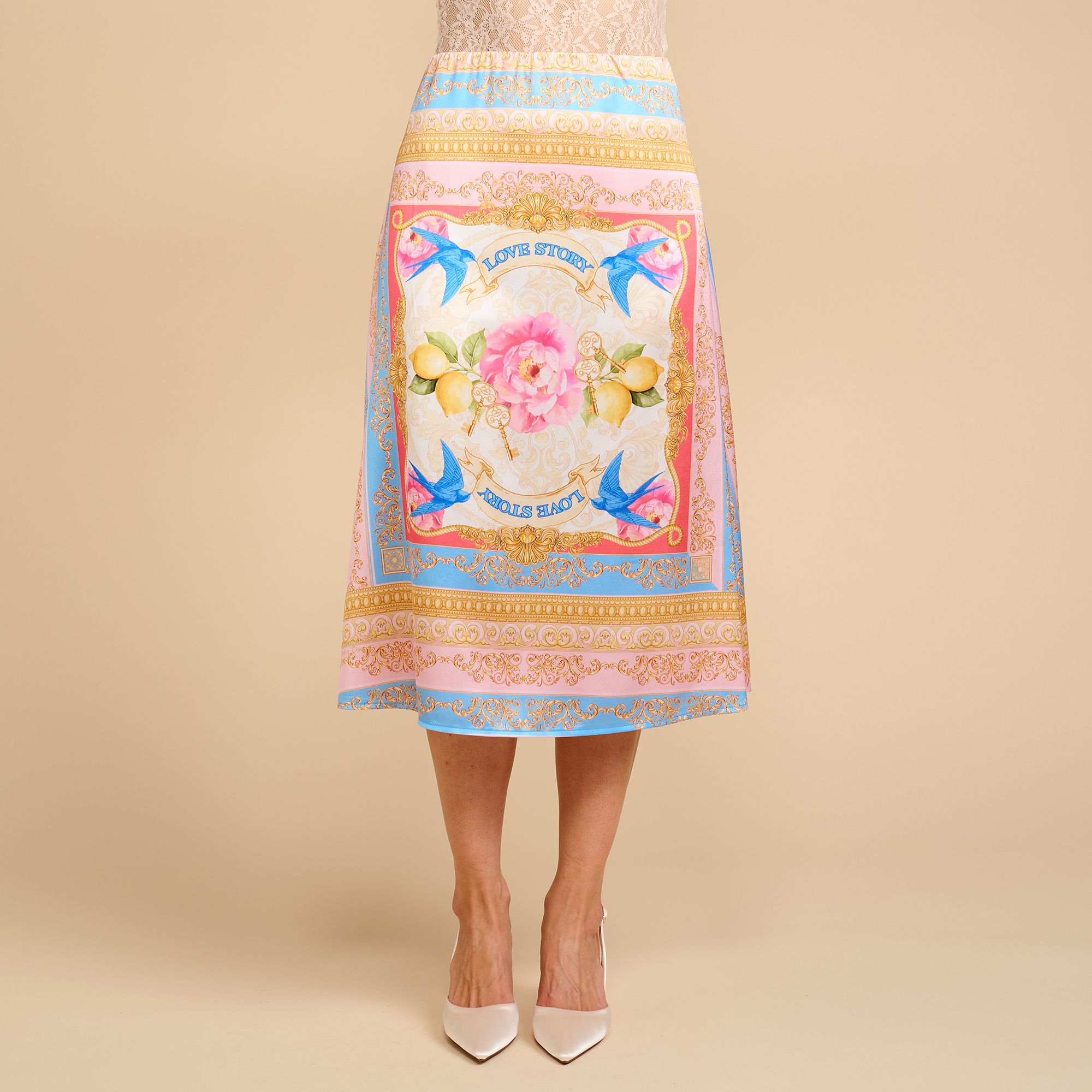 SCHIFFHAUER MUNICH® Rock, wadenlang Rundumdehnbund Satin-Touch figurumspielend