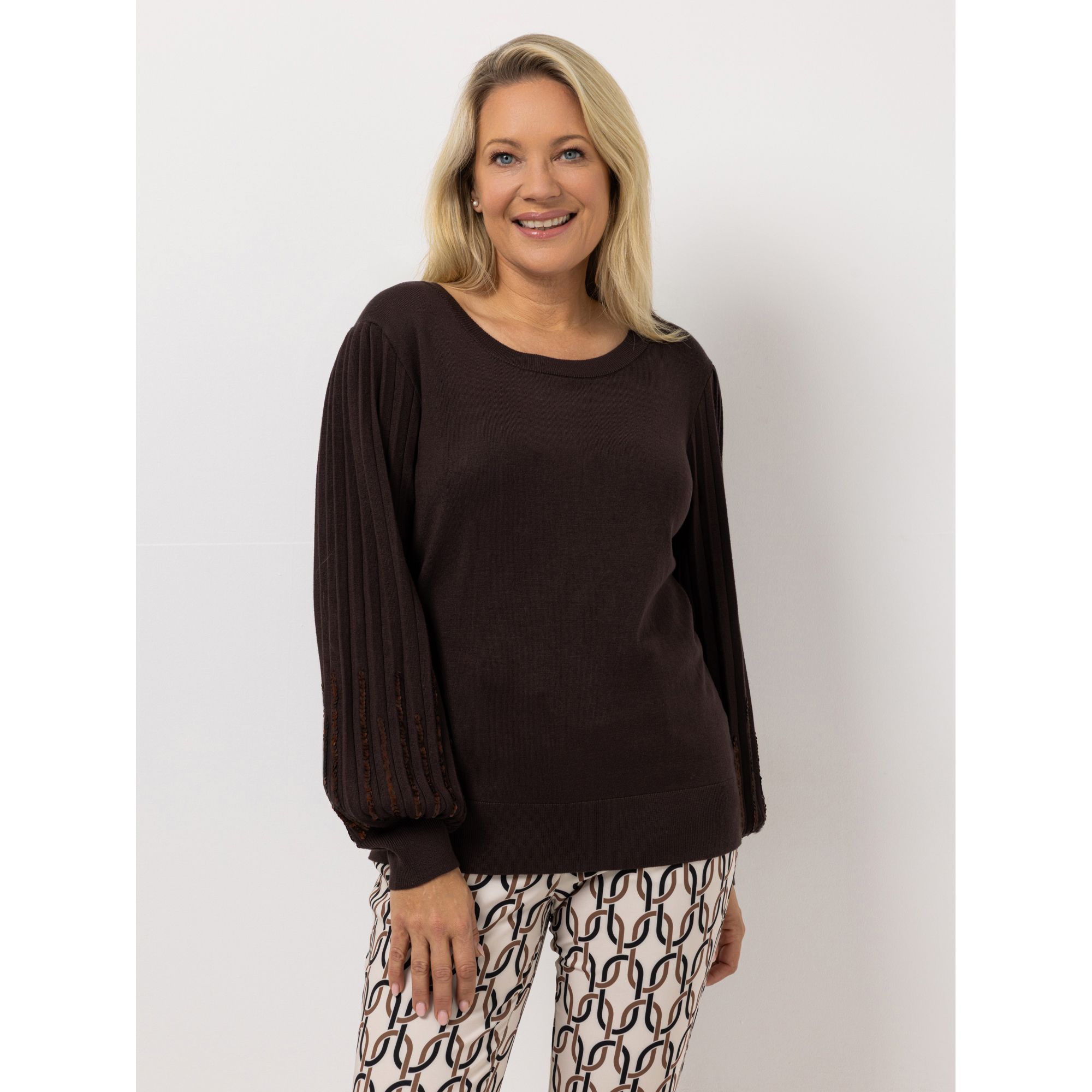 KILIAN KERNER SENSES Pullover, Langarm Pailletten-Details entlang der Ärmel figurumspielend