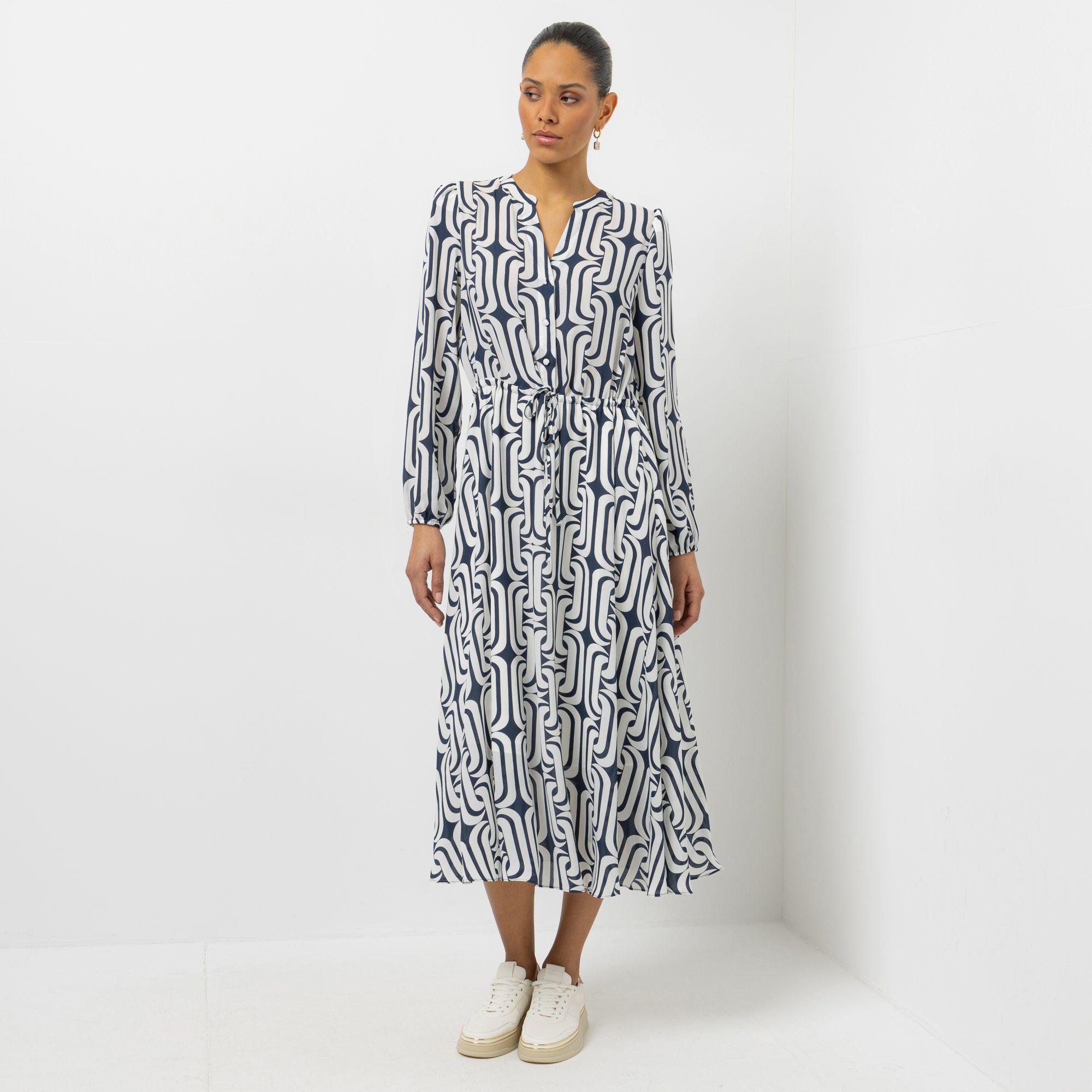 STEFFEN SCHRAUT Kleid Serafino-Ausschnitt Bindeband in Taille leger weit