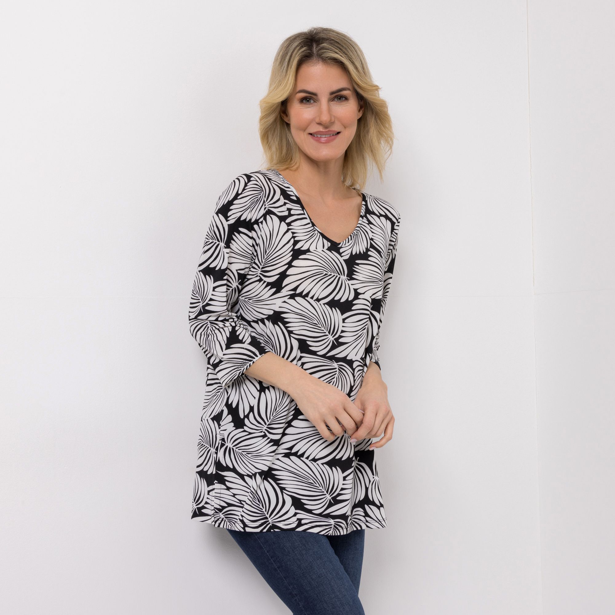 KIM & CO. Longshirt, 3/4-Arm Brazil Knit Jersey Seitenschlitze figurumspielend