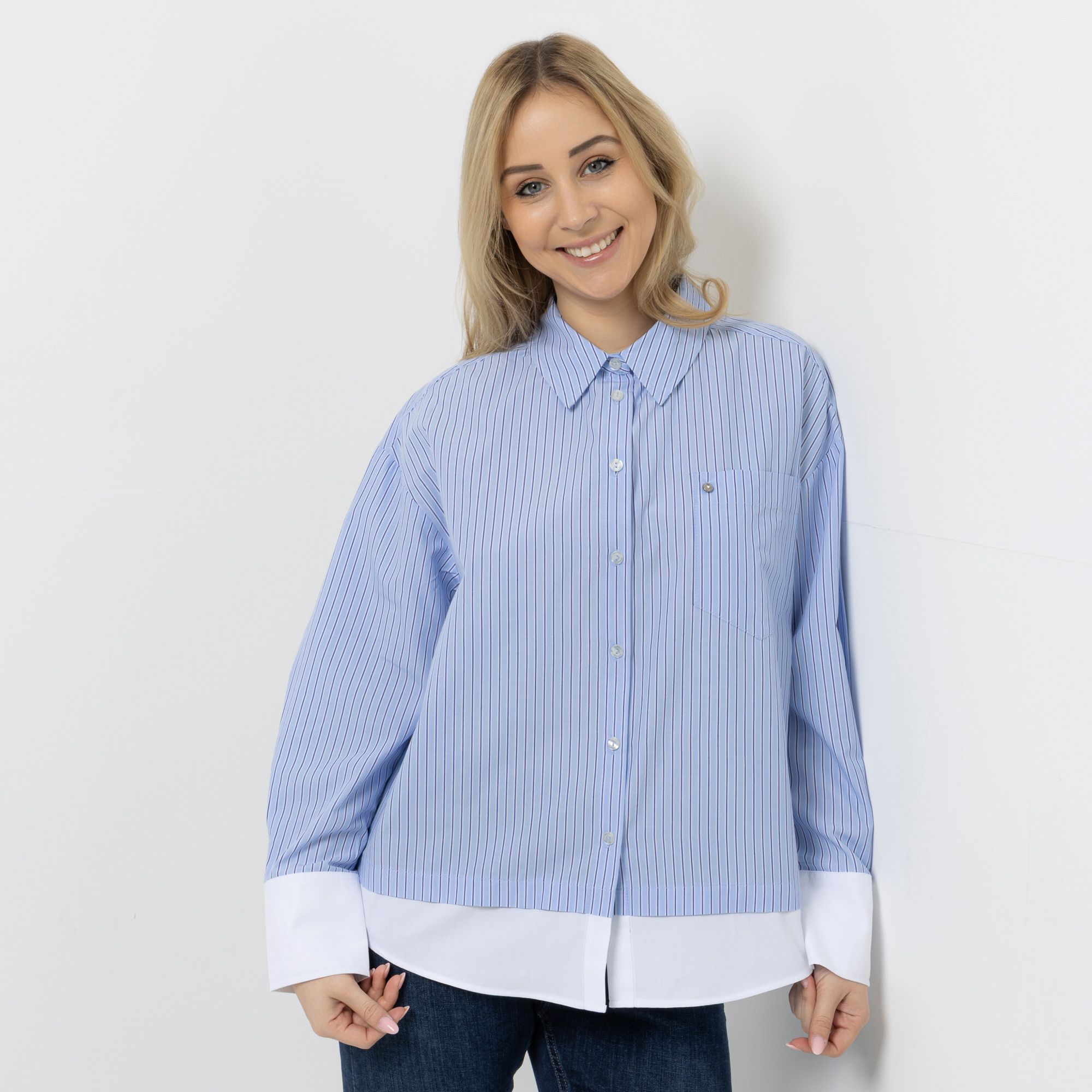 DINE 'N' DANCE Bluse, 1/1-Arm Blusenkragen Knopfleiste oversize