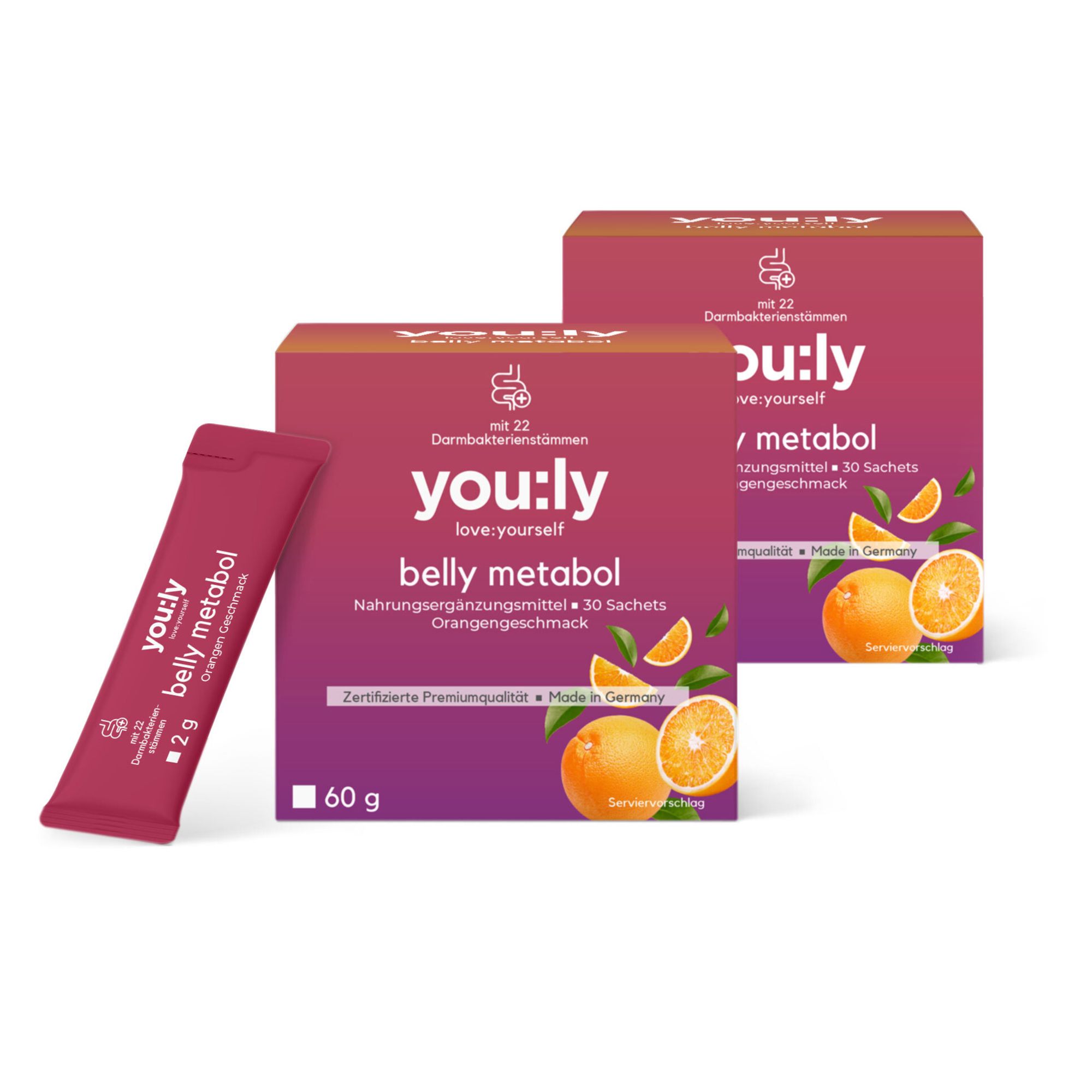 you:ly Belly Metabol mit 22 Bakterienstämmen 2x30 Sachets für 60 Tage