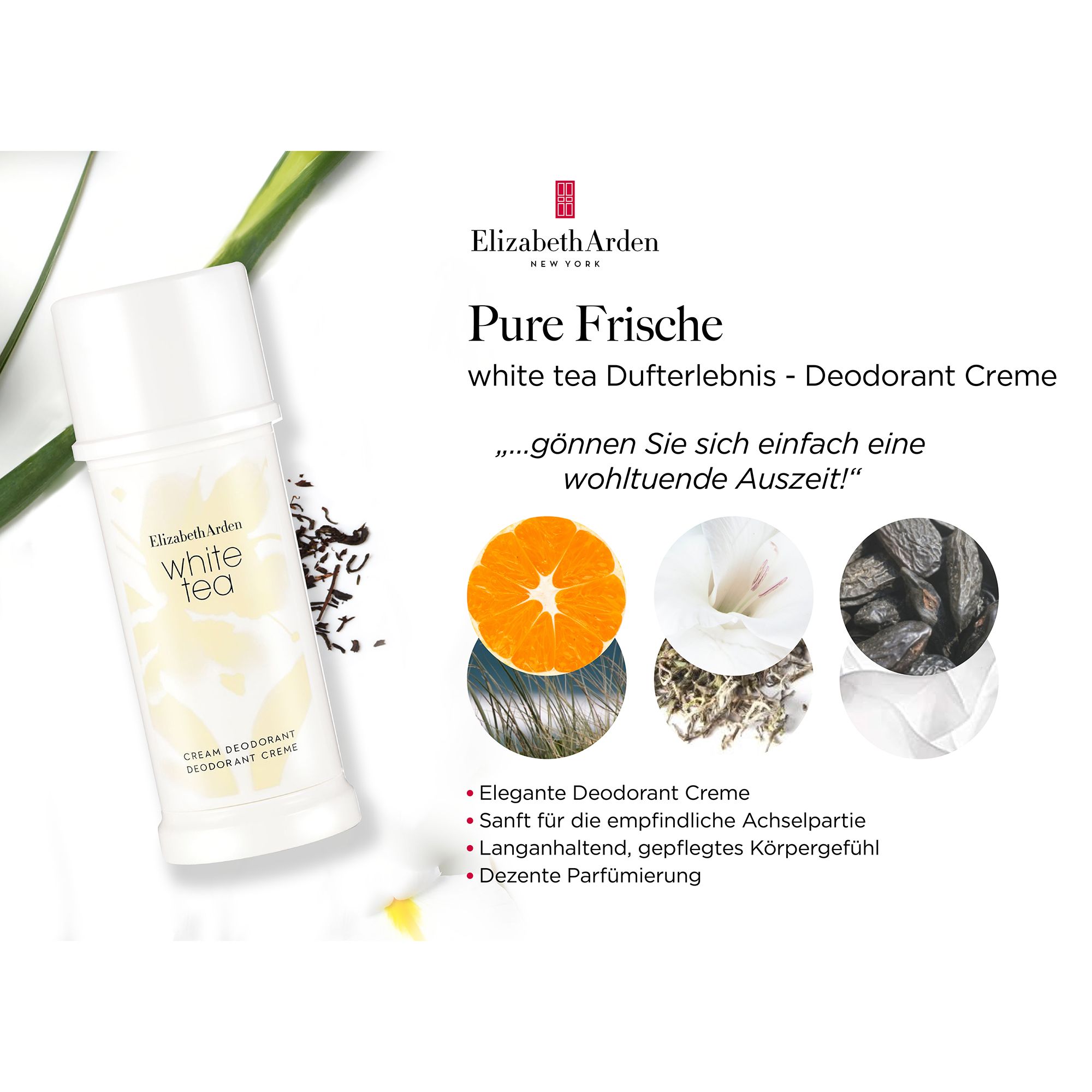 ELIZABETH ARDEN White Tea Deodorant Cream 40ml QVC.de