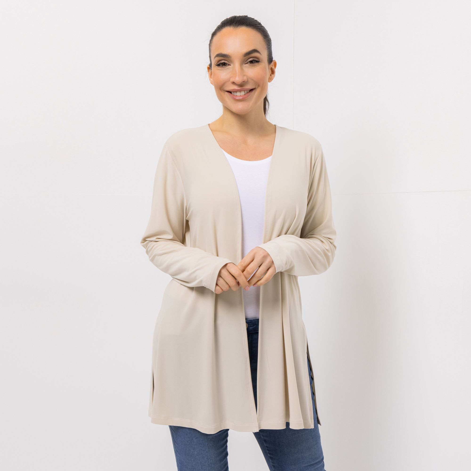 KIM & CO. Cardigan, 1/1-Arm Brazil Knit Jersey Seitenschlitze figurumspielend