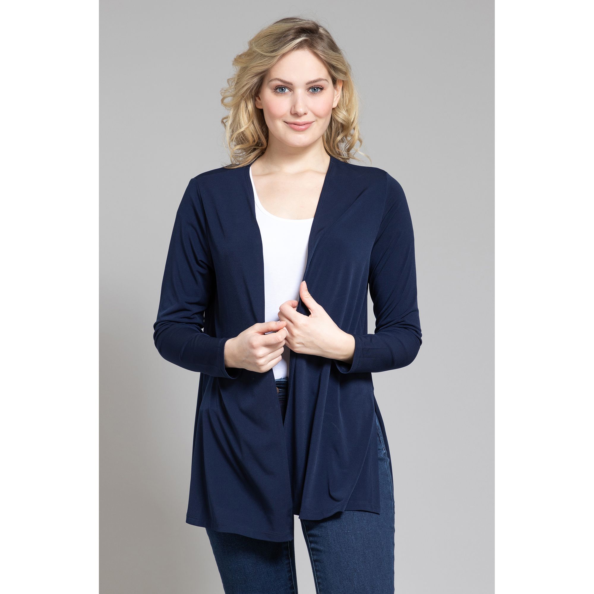 KIM & CO. Cardigan, 1/1-Arm Brazil Knit Jersey Seitenschlitze figurumspielend