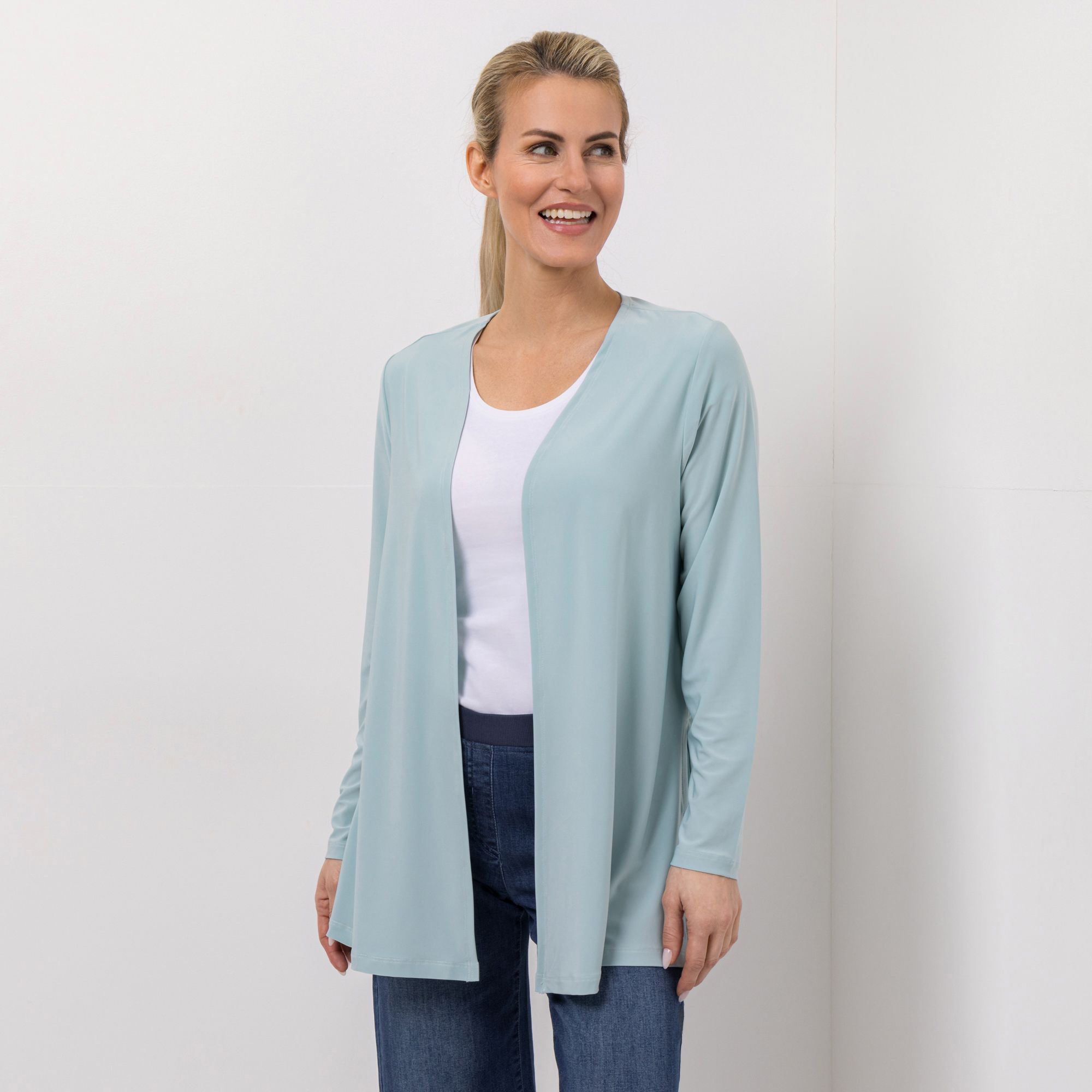 KIM & CO. Cardigan, 1/1-Arm Brazil Knit Jersey Seitenschlitze figurumspielend