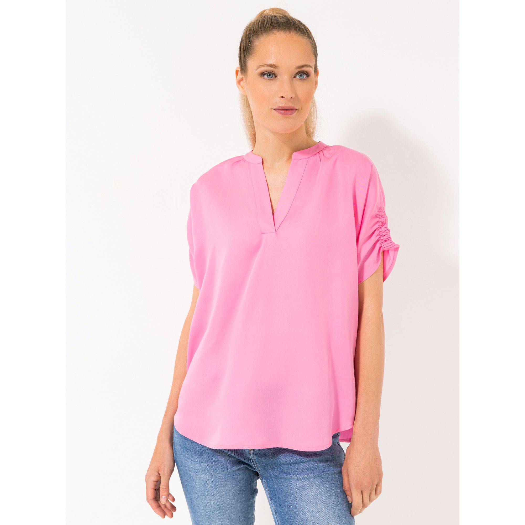 STEFFEN SCHRAUT Bluse, 1/2-Arm Lyocell Serafino-Ausschnitt leger weit