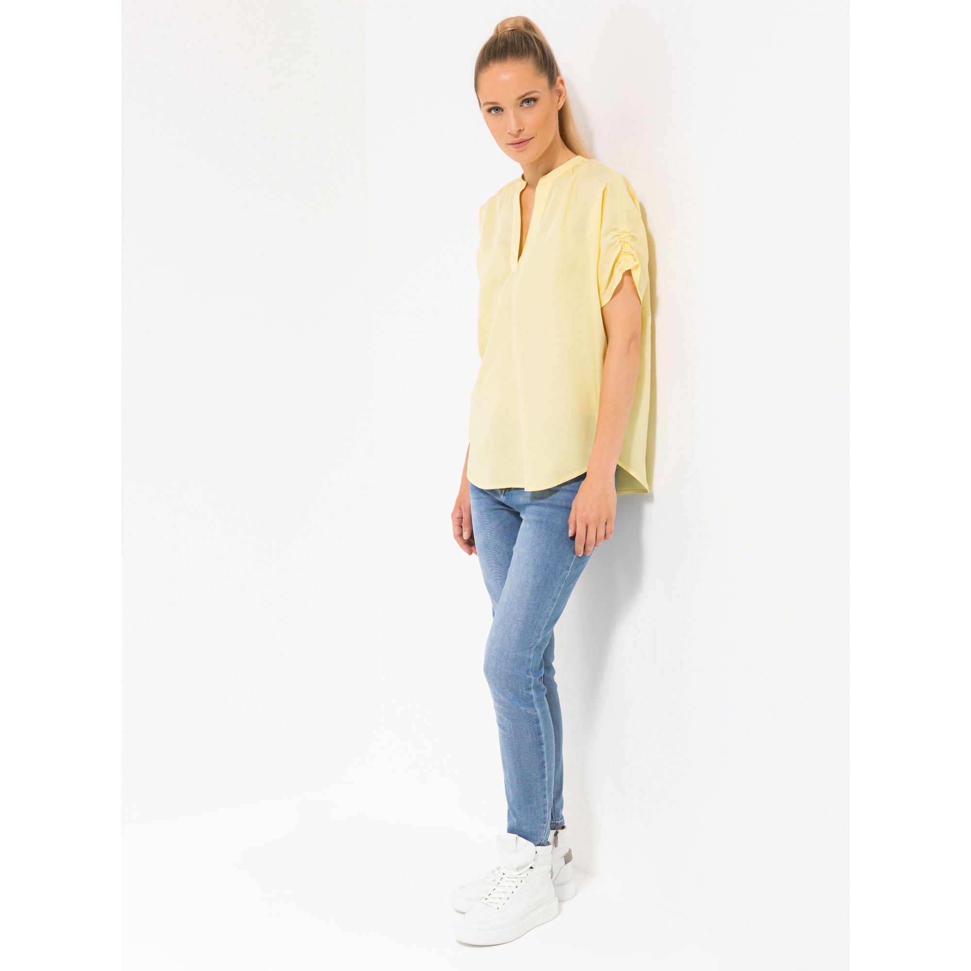 STEFFEN SCHRAUT Bluse, 1/2-Arm Lyocell Serafino-Ausschnitt leger weit