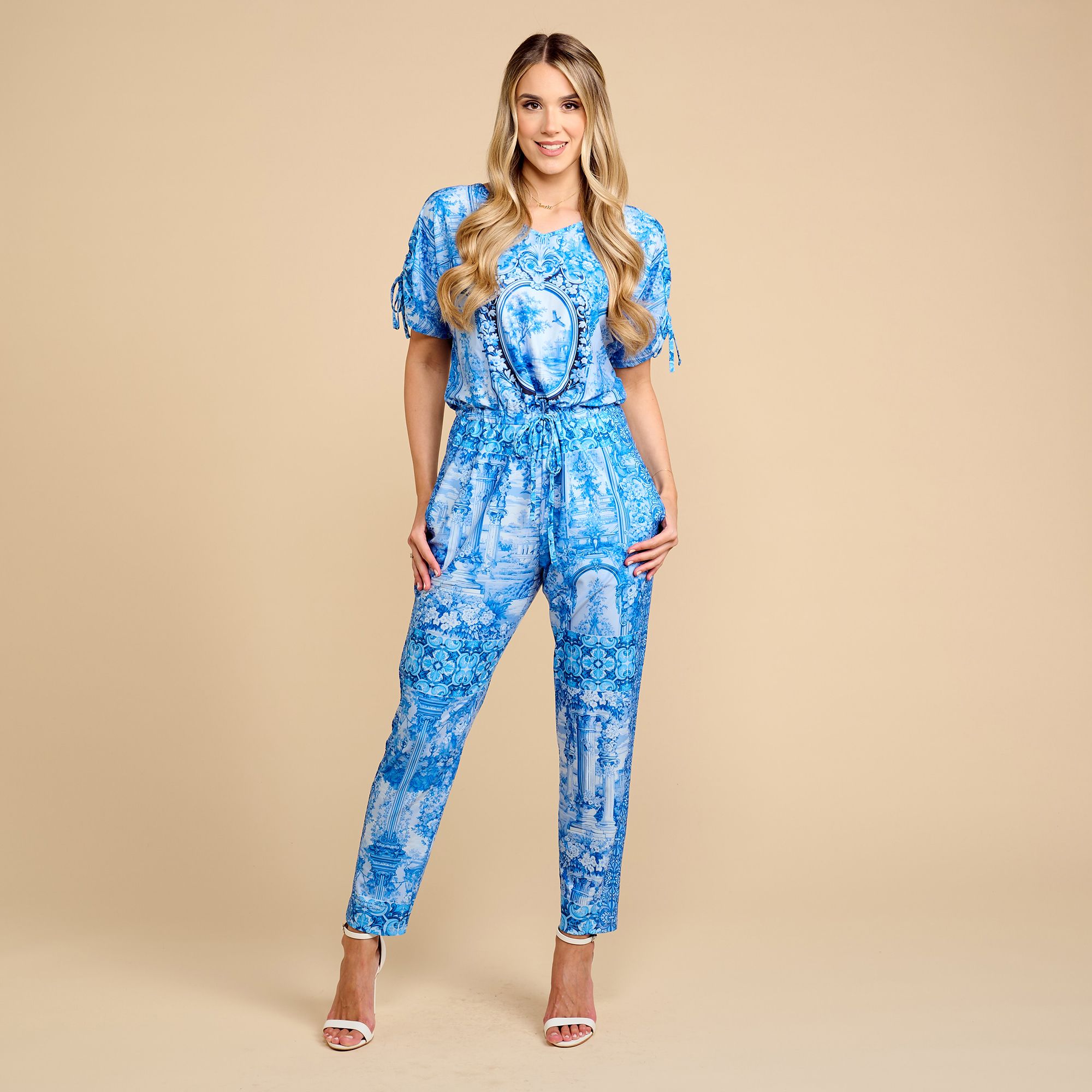 SCHIFFHAUER MUNICH® Jumpsuit V-Ausschnitt Tunnelzug in Taille figurumspielend
