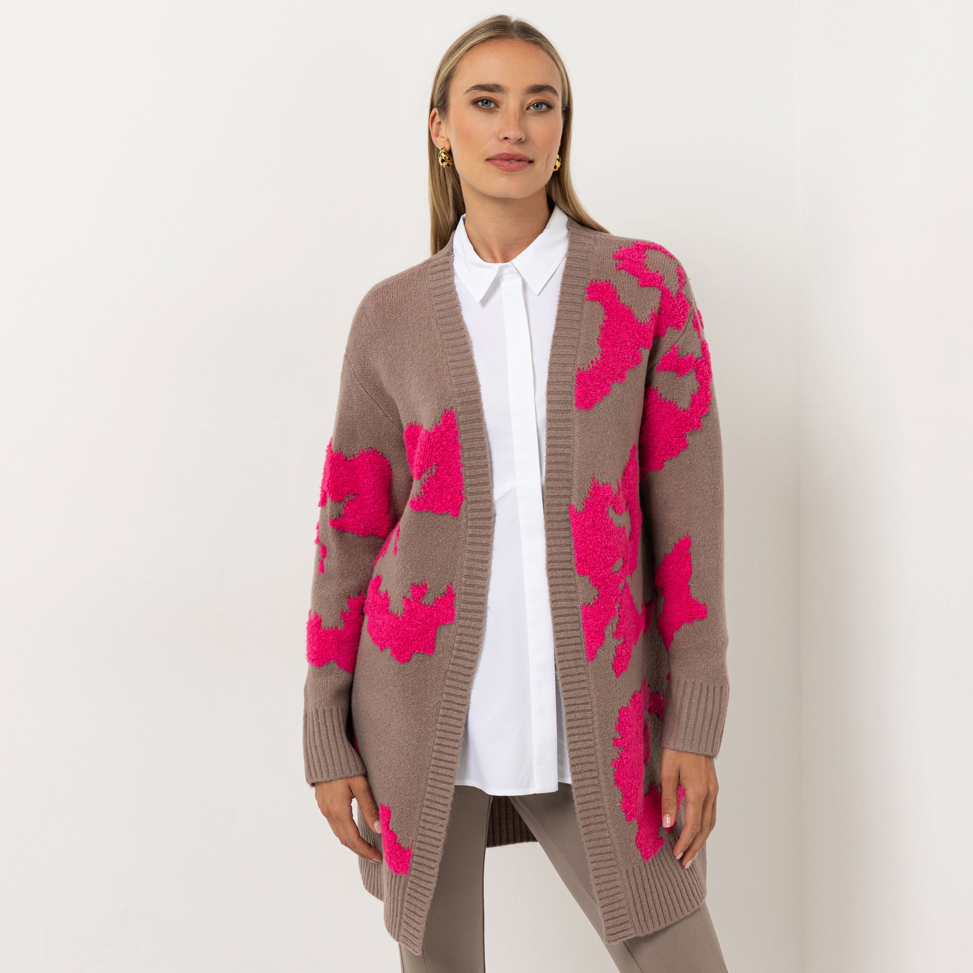 STEFFEN SCHRAUT Longcardigan offene Front Jacquard-Strick figurumspielend