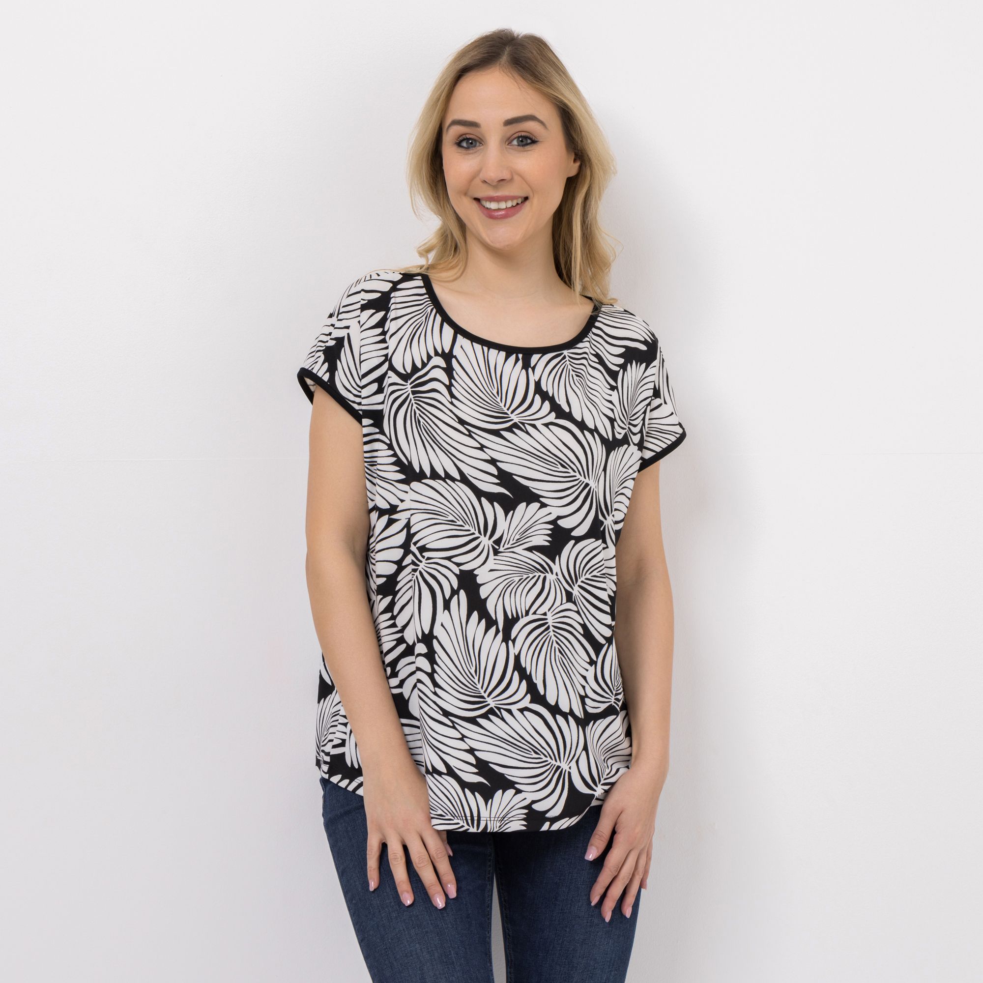 KIM & CO. Shirt, 1/4-Arm Brazil Knit Jersey Rundhalsausschnitt figurumspielend