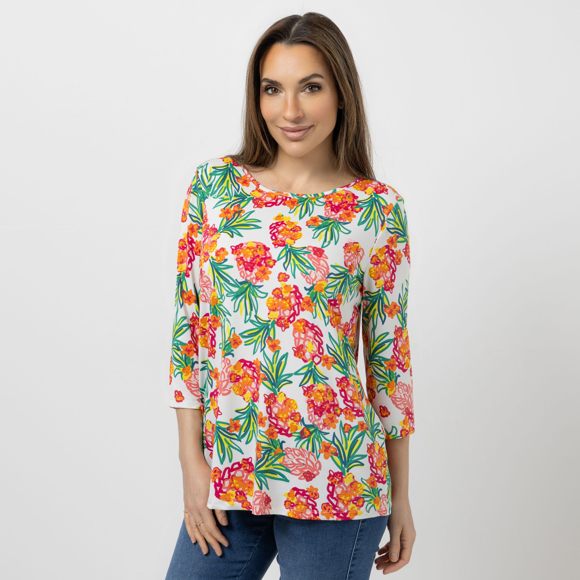 KIM & CO. Shirt, 3/4-Arm Brazil Knit Jersey Rundhalsausschnitt figurumspielend