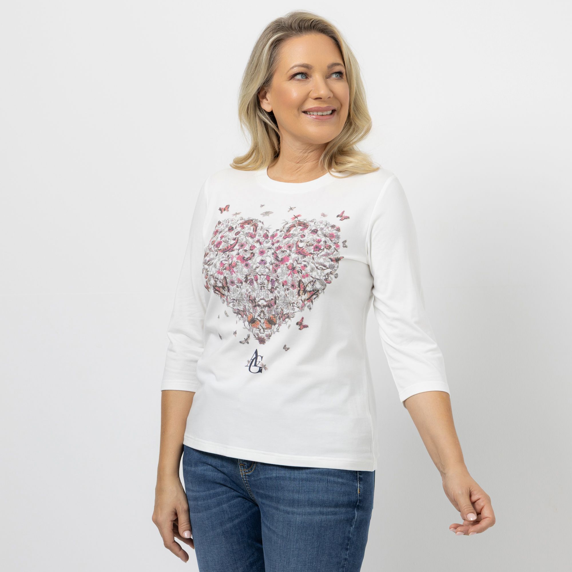 ANNA VON GRIESHEIM Shirt, 3/4-Arm Baumwoll-Mischung platzierter Druck figurumspielend