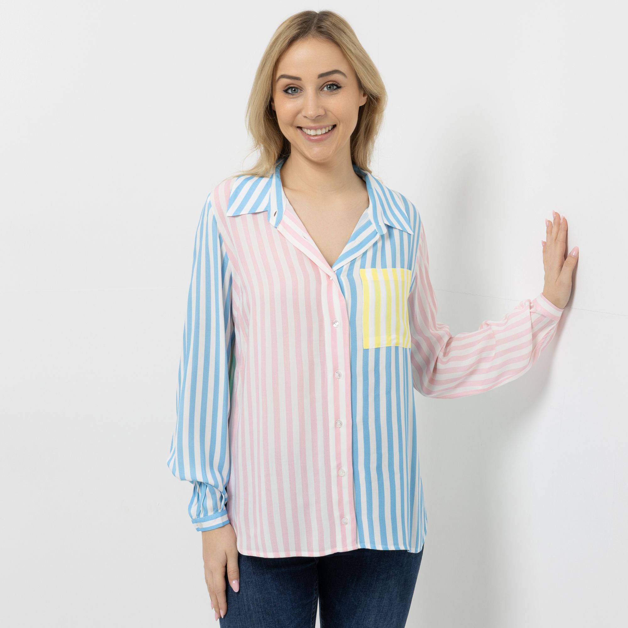 DINE 'N' DANCE Bluse, 1/1-Arm Blusenkragen Multi-Colour leger weit