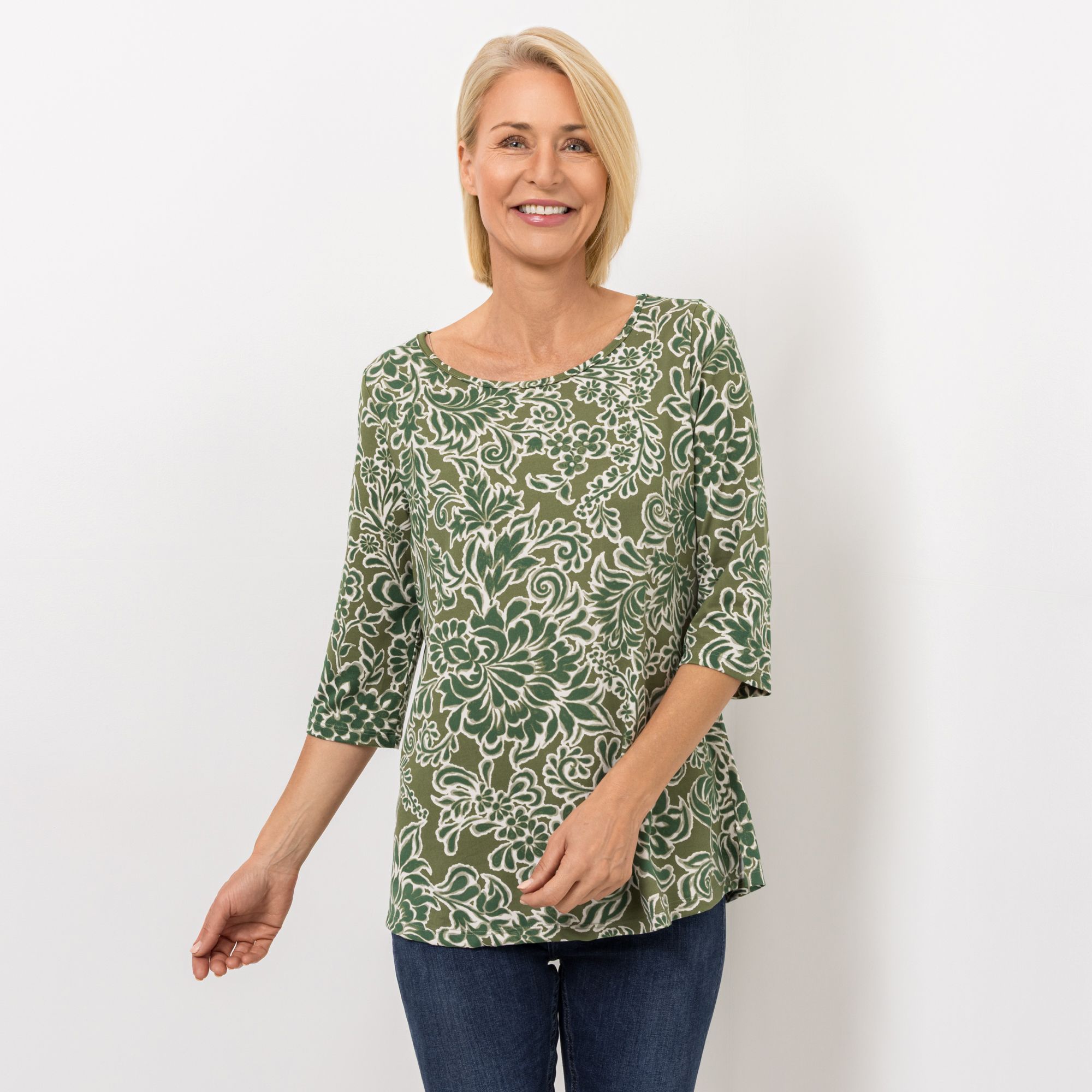 KIM & CO. Shirt, 3/4-Arm Brushed Venechia Seitenschlitze figurumspielend