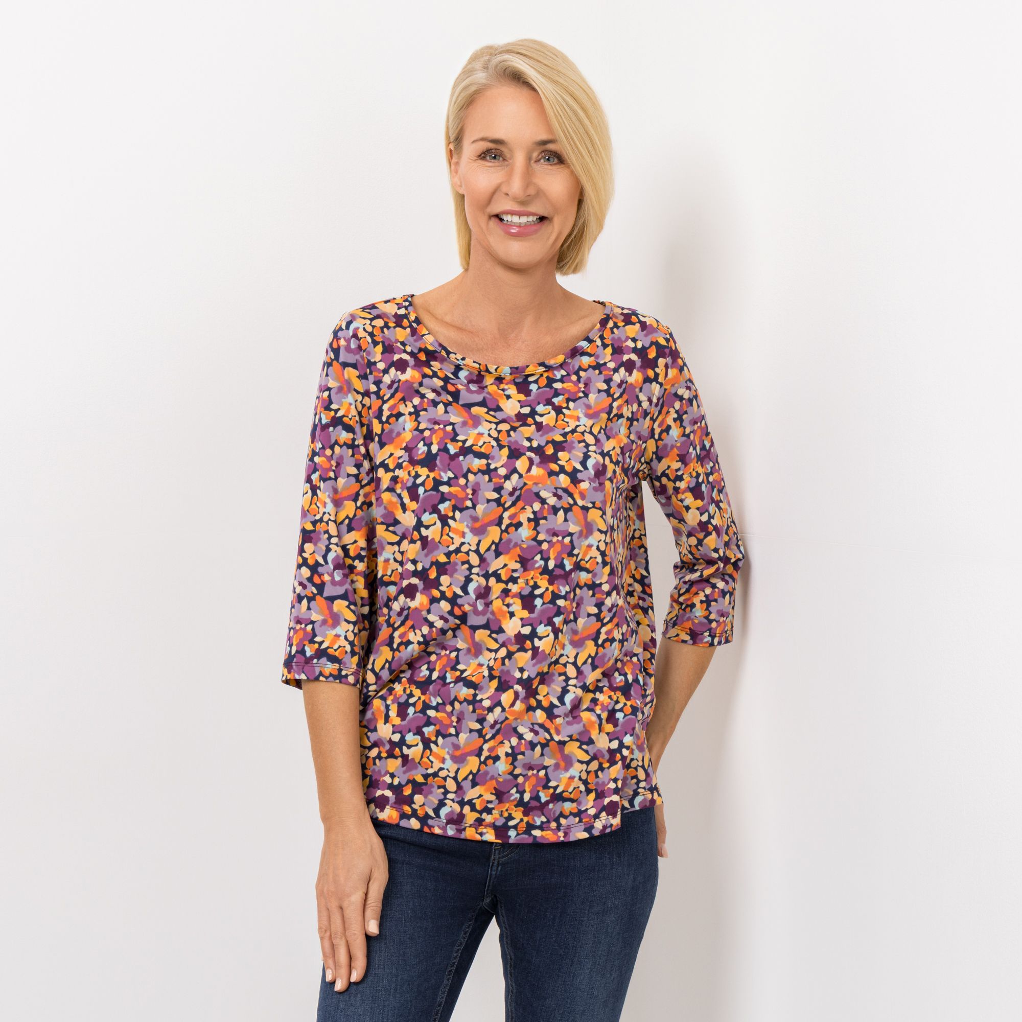 KIM & CO. Shirt, 3/4-Arm Brushed Venechia Seitenschlitze figurumspielend