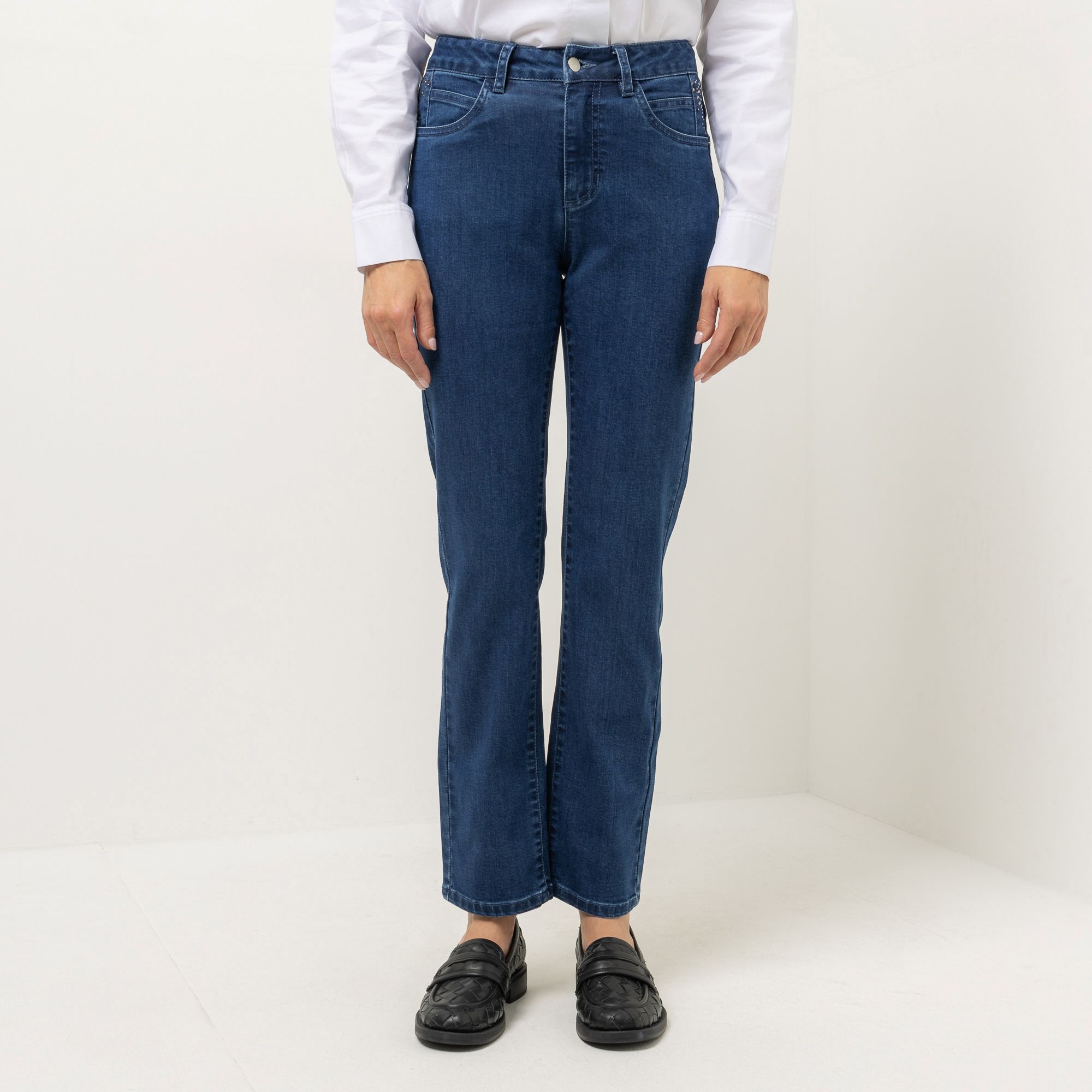 STEFFEN SCHRAUT Jeanshose 5-Pocket-Style Ziersteine gerades Bein