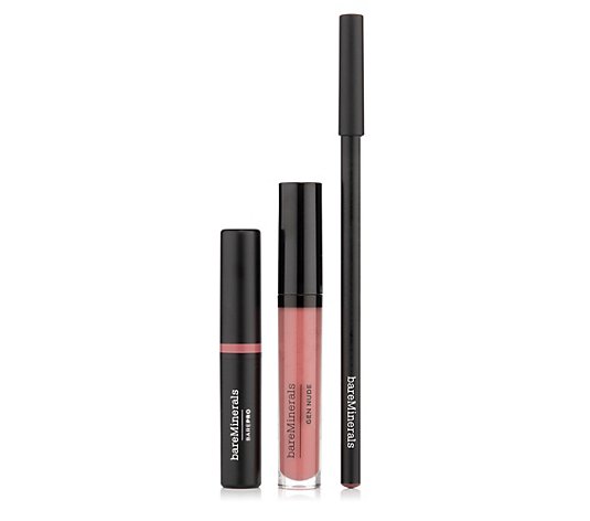 bareMinerals® Lippen-Set BarePro Lipstick Lip Liner Gen Nude Lip Lacquer
