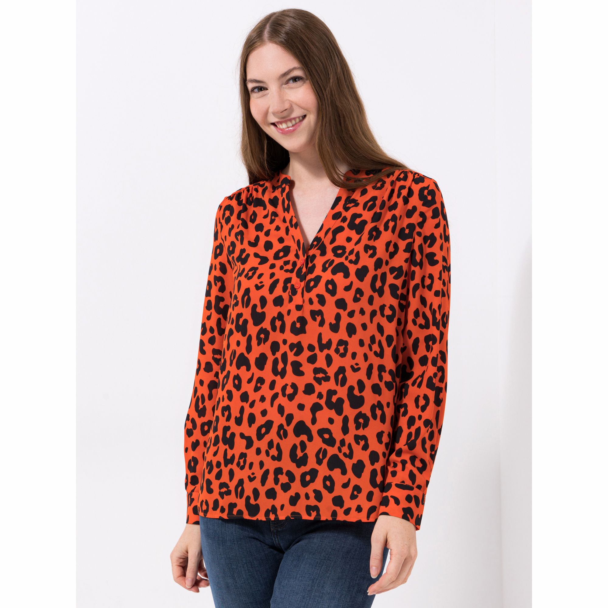 EVA LUTZ Bluse Lilly halbe Knopfleiste Manschetten leger weit