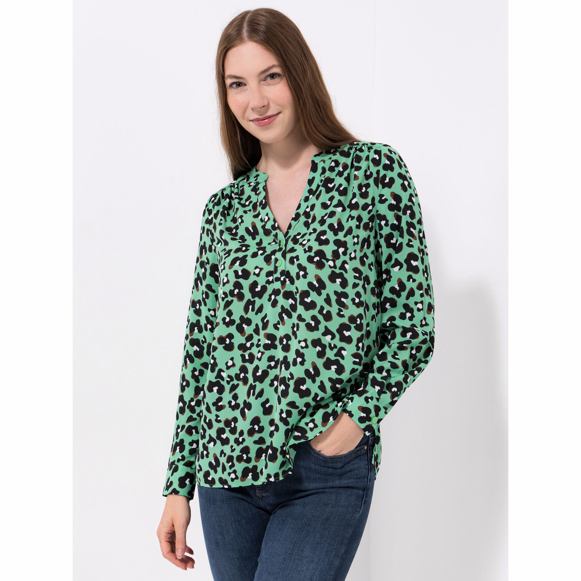 EVA LUTZ Bluse Lilly halbe Knopfleiste Manschetten leger weit