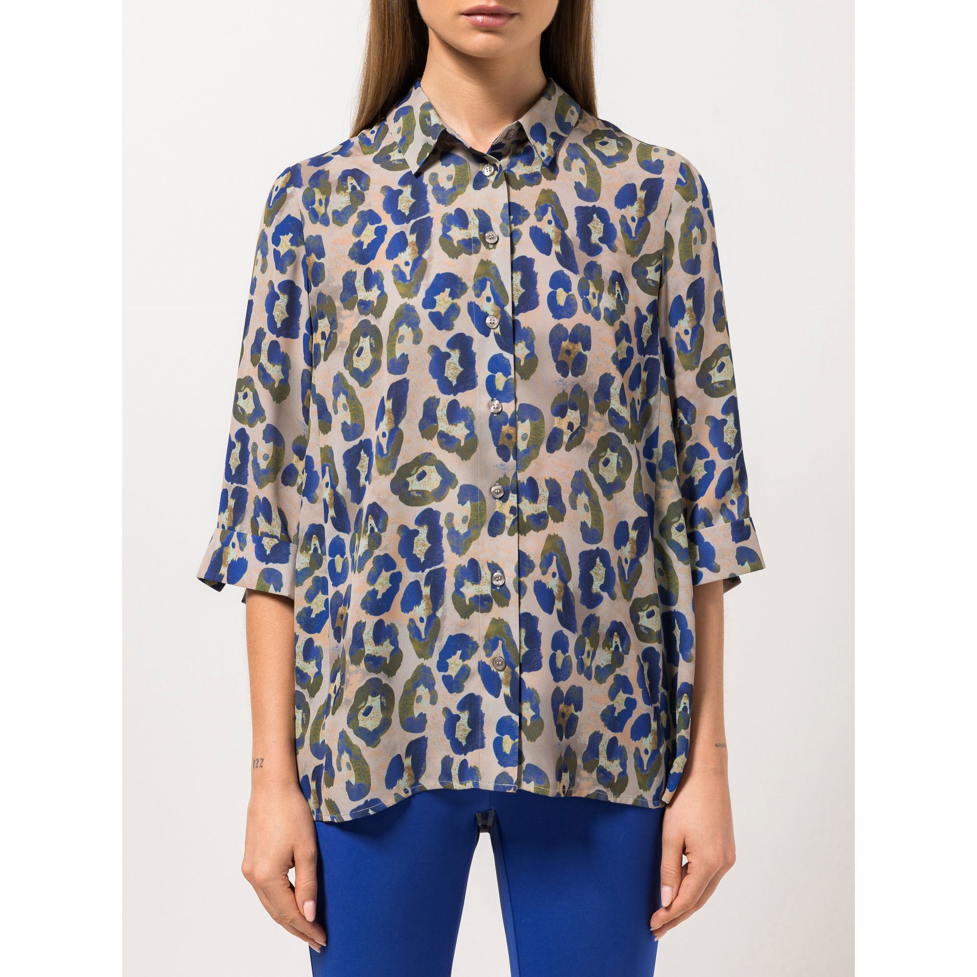 STEFFEN SCHRAUT Bluse Capri 3/4-Arm Hemdkragen durchgeknöpft leger weit